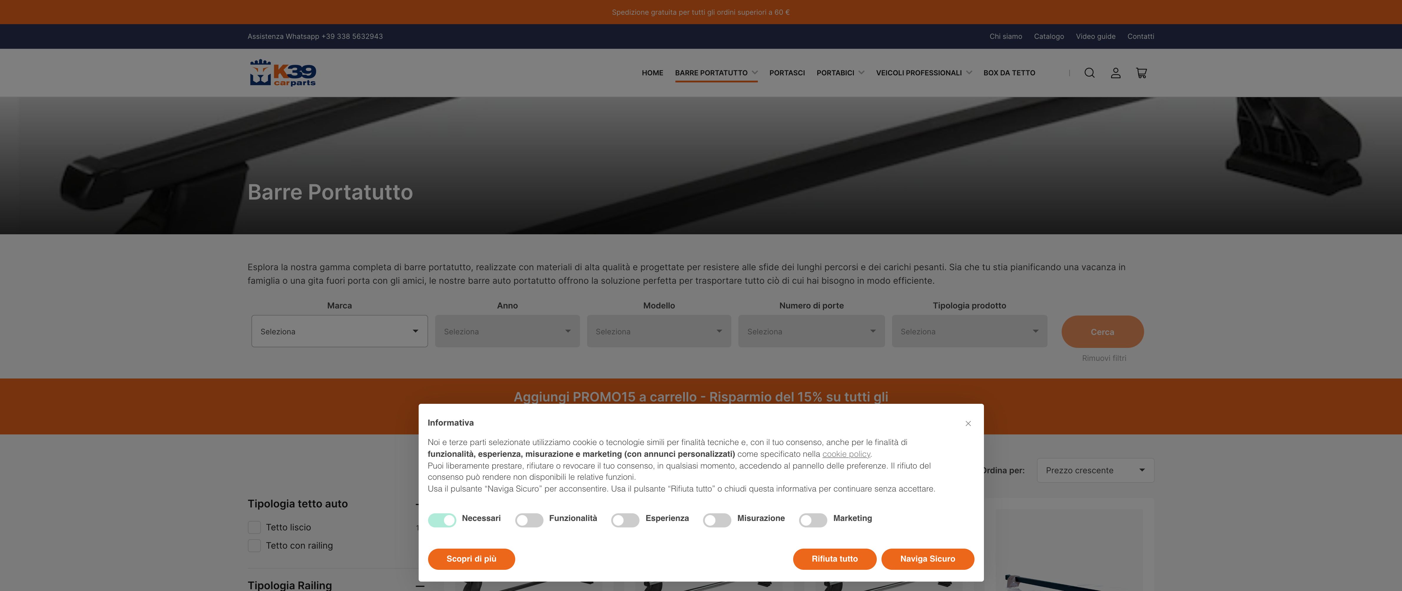 K39 - Vendita online di barre portatutto per auto screenshot 4