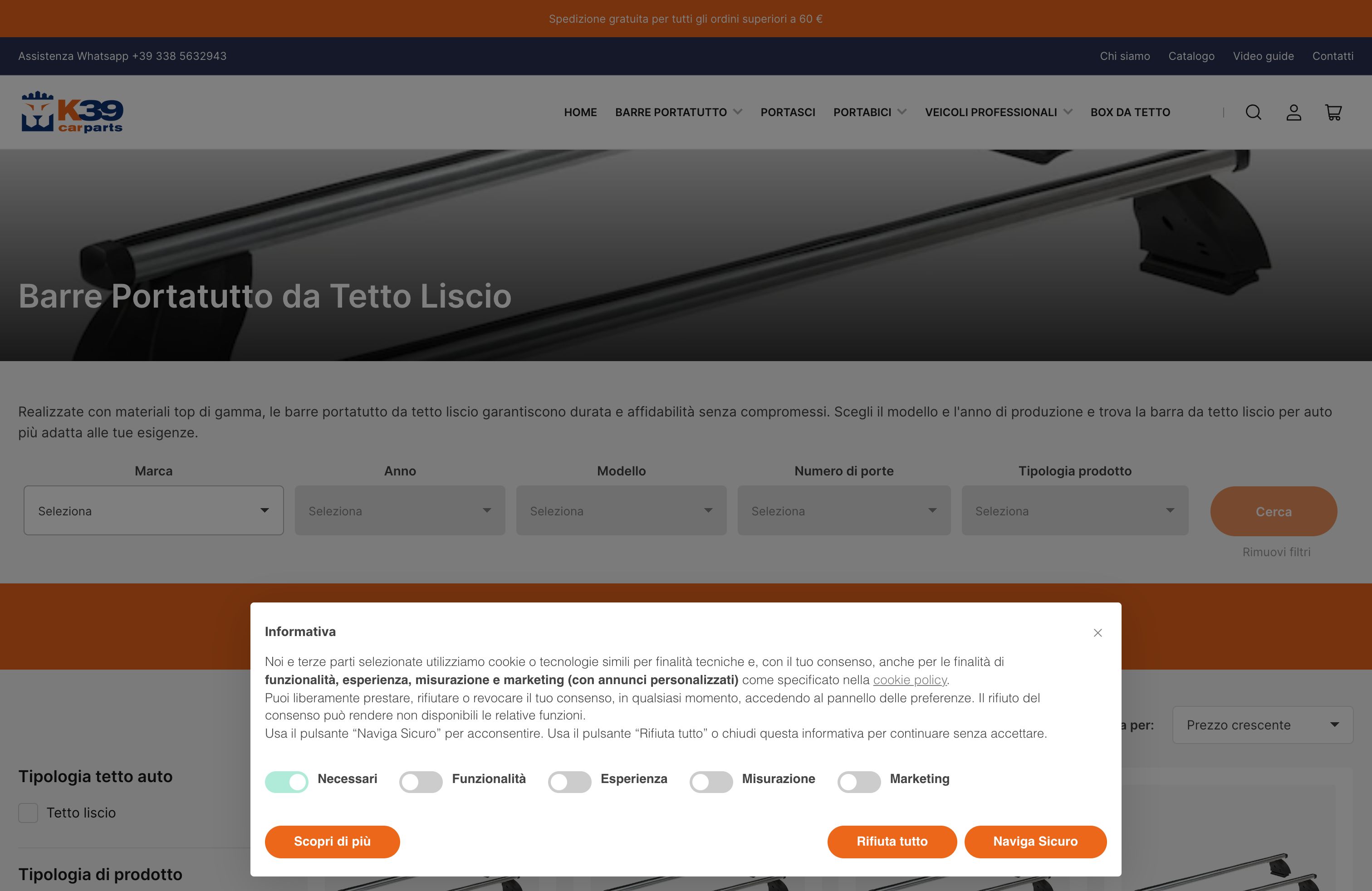 K39 - Vendita online di barre portatutto per auto screenshot 5