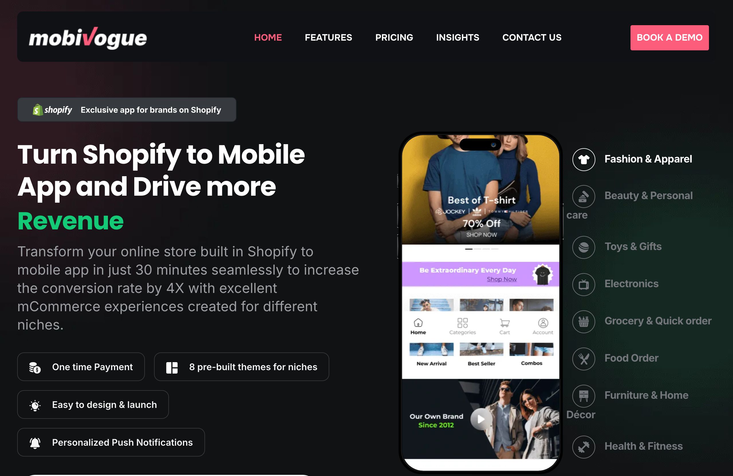Online Convert Shopify Store to Mobile App screenshot
