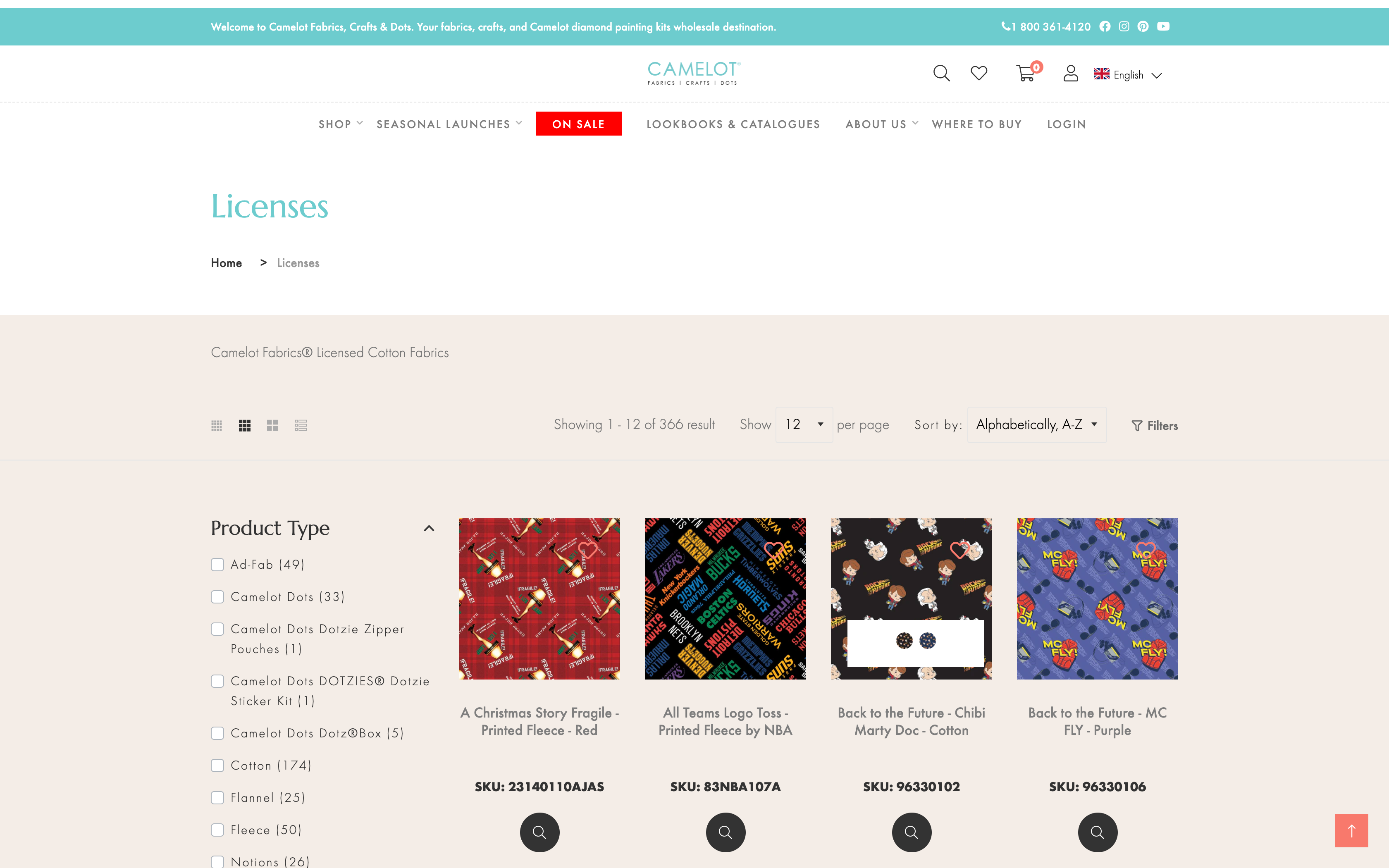 Camelot Fabrics - Theme & Website Development screenshot 3