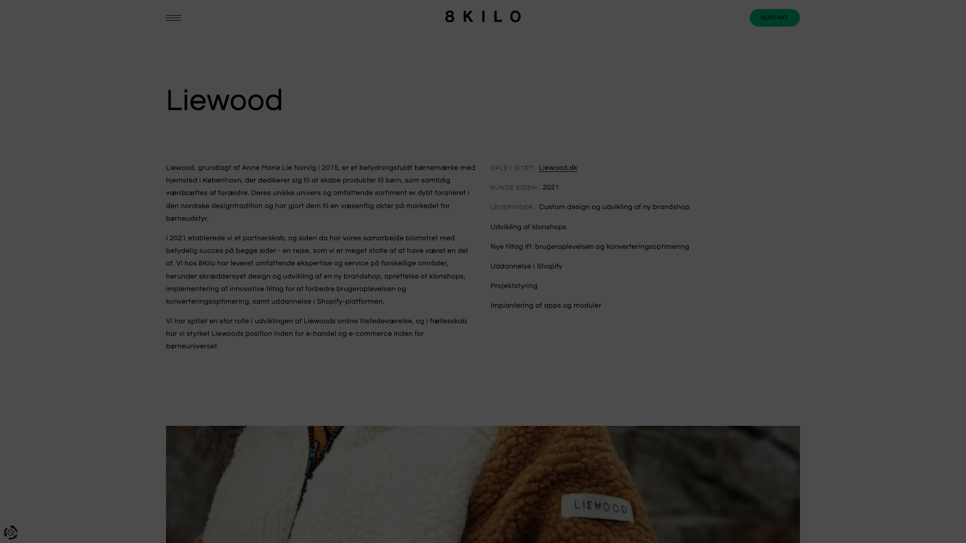 The website signifies a strong collaboration between Liewood and 8Kilo screenshot