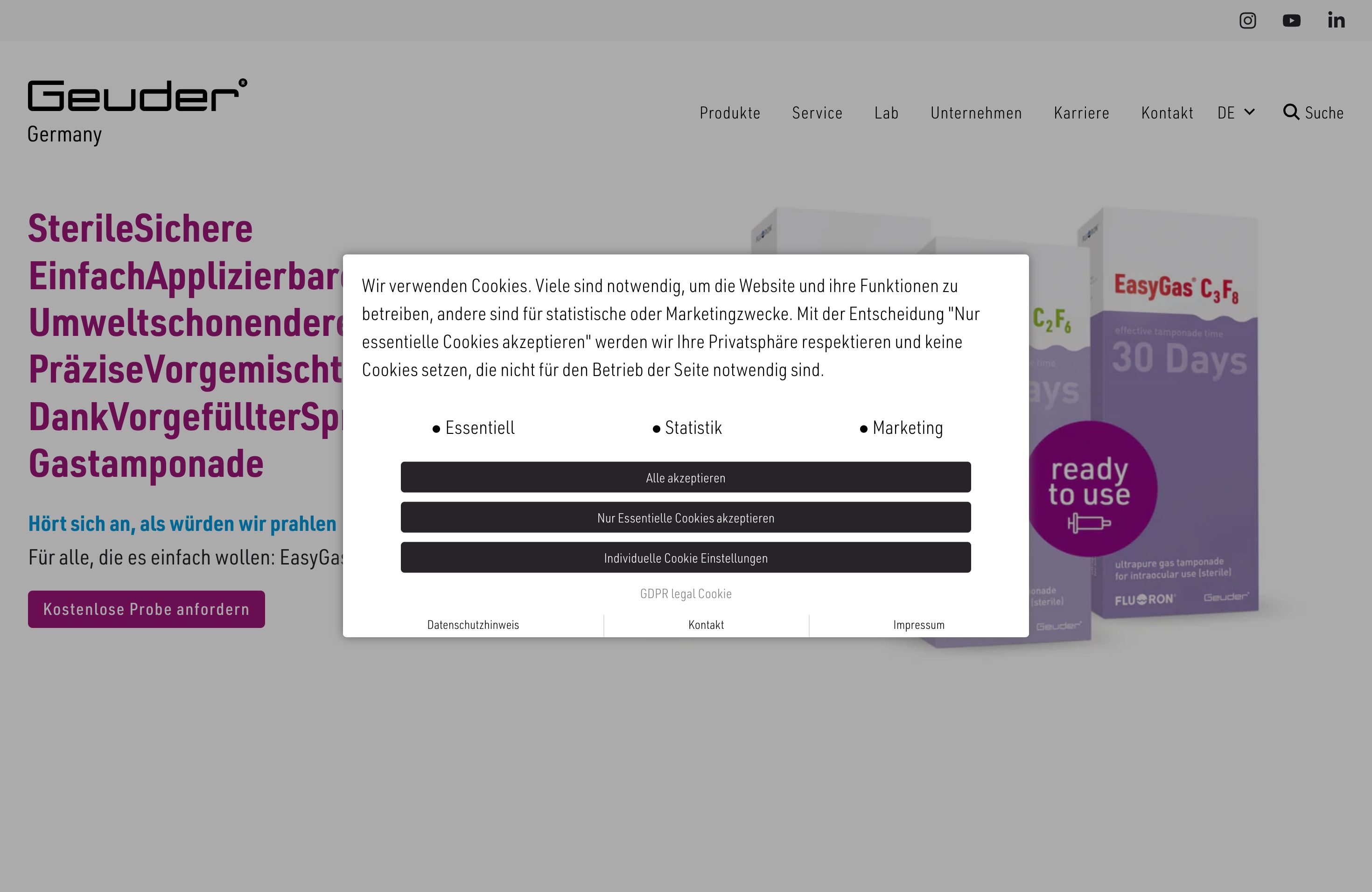 Schnelle Umsetzung von Shopify als B2B Portfolio Website – geuder.de screenshot 4