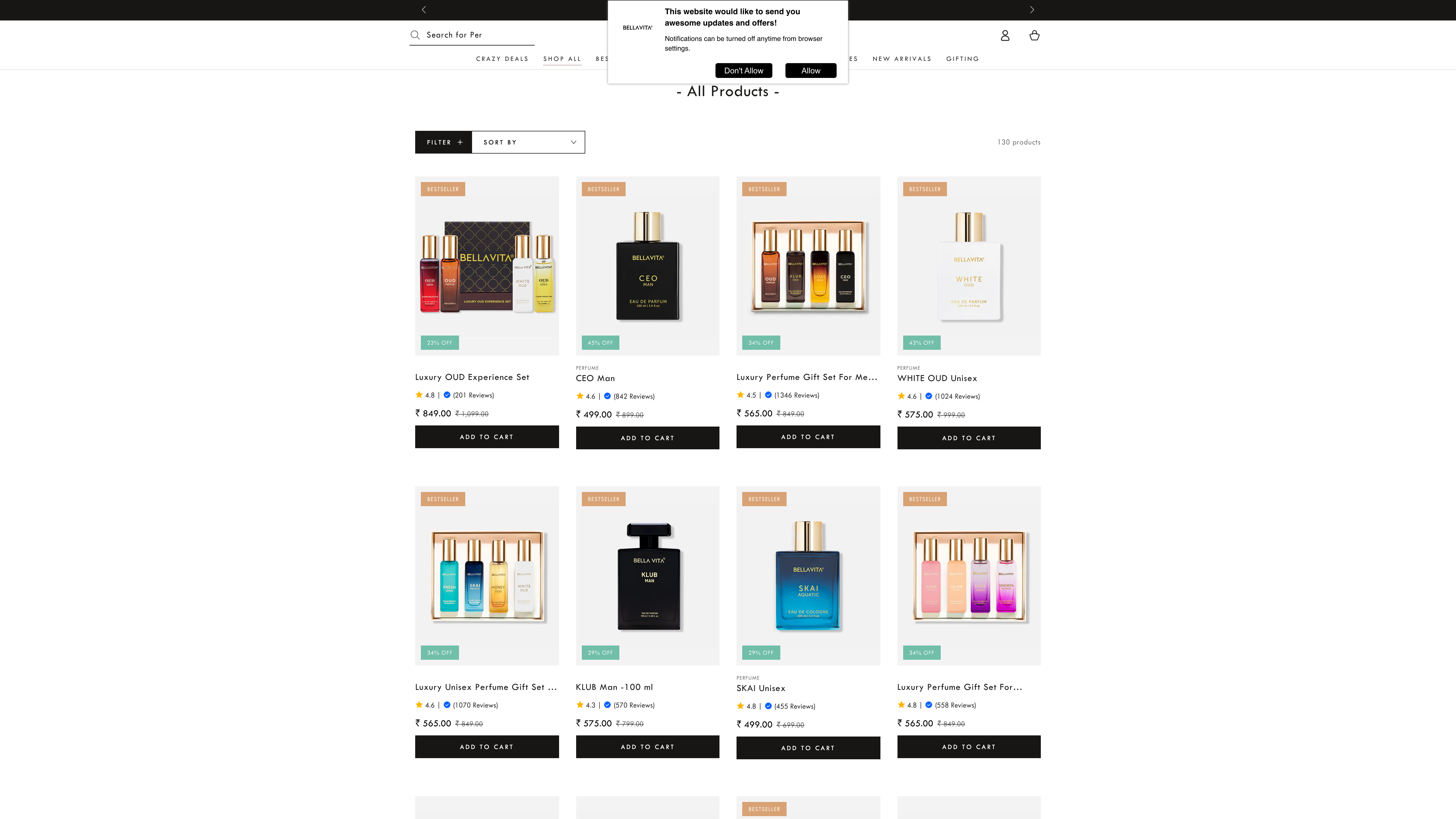 Customized Shopify Store Development for BELLAVITA Luxury Fragrance Brand