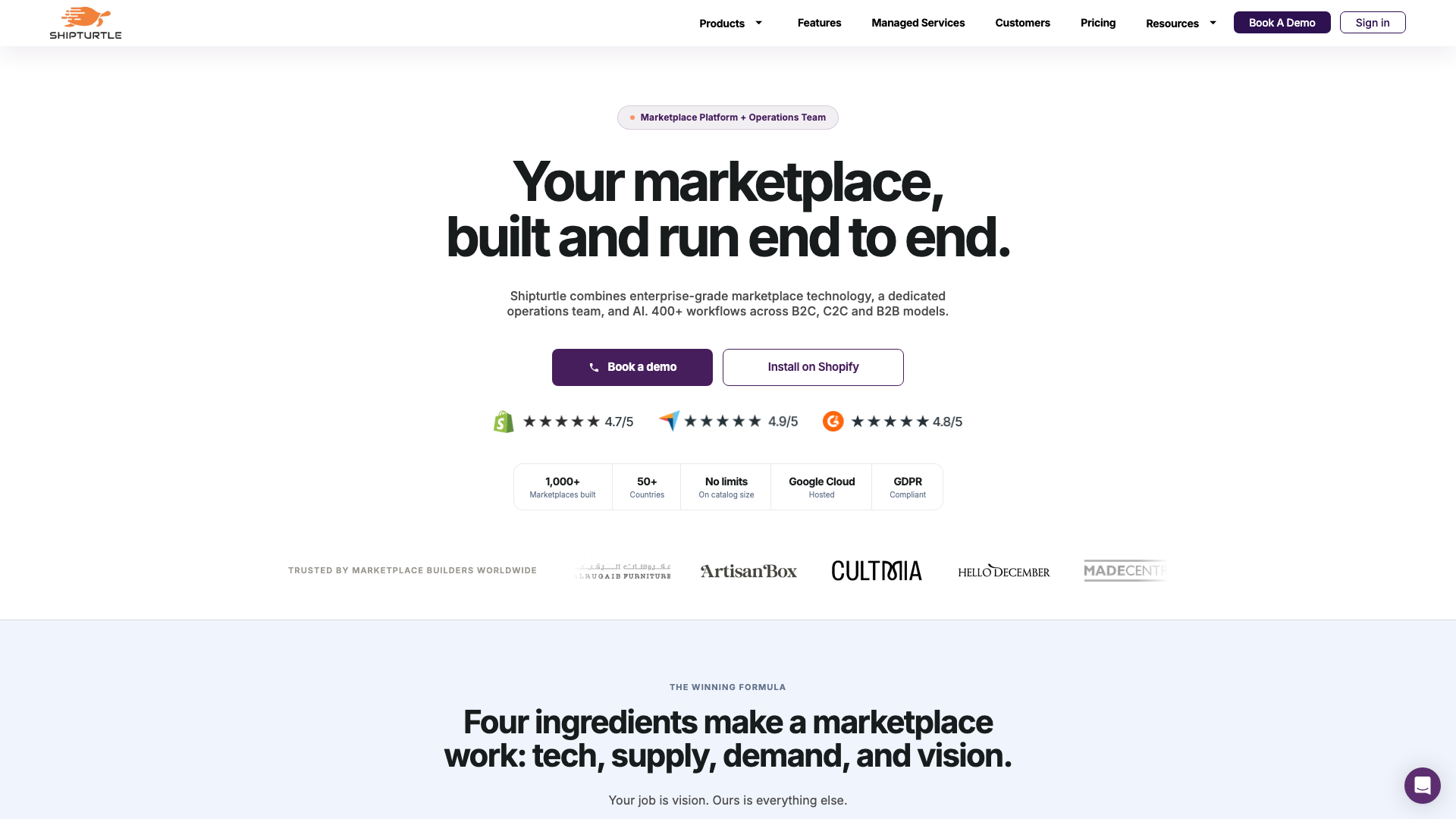 Public app - https://www.shipturtle.com/ screenshot