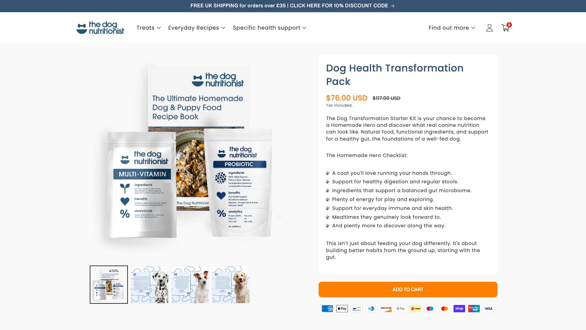 The Dog Nutritionist - UX/IU Design, Shopify Development and CRO