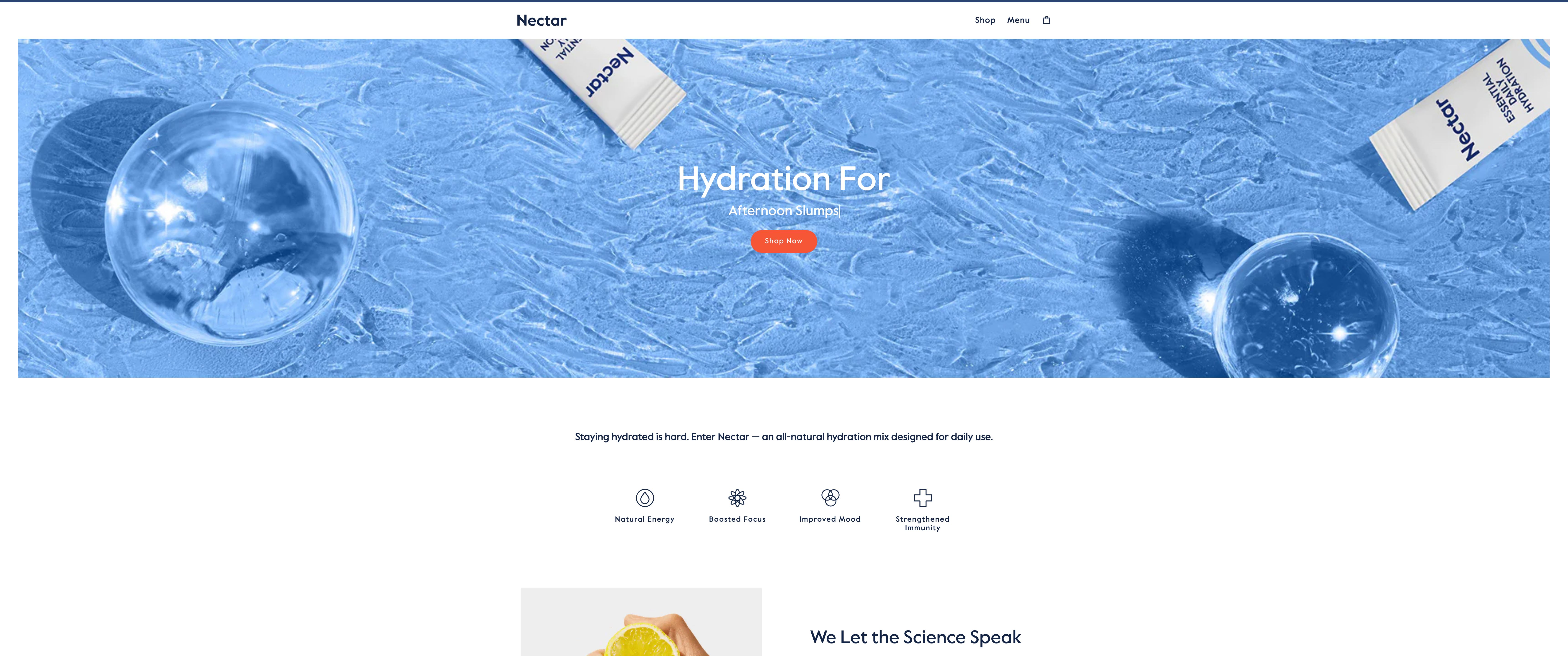Custom Shopify Theme Development for Nectar Hydration