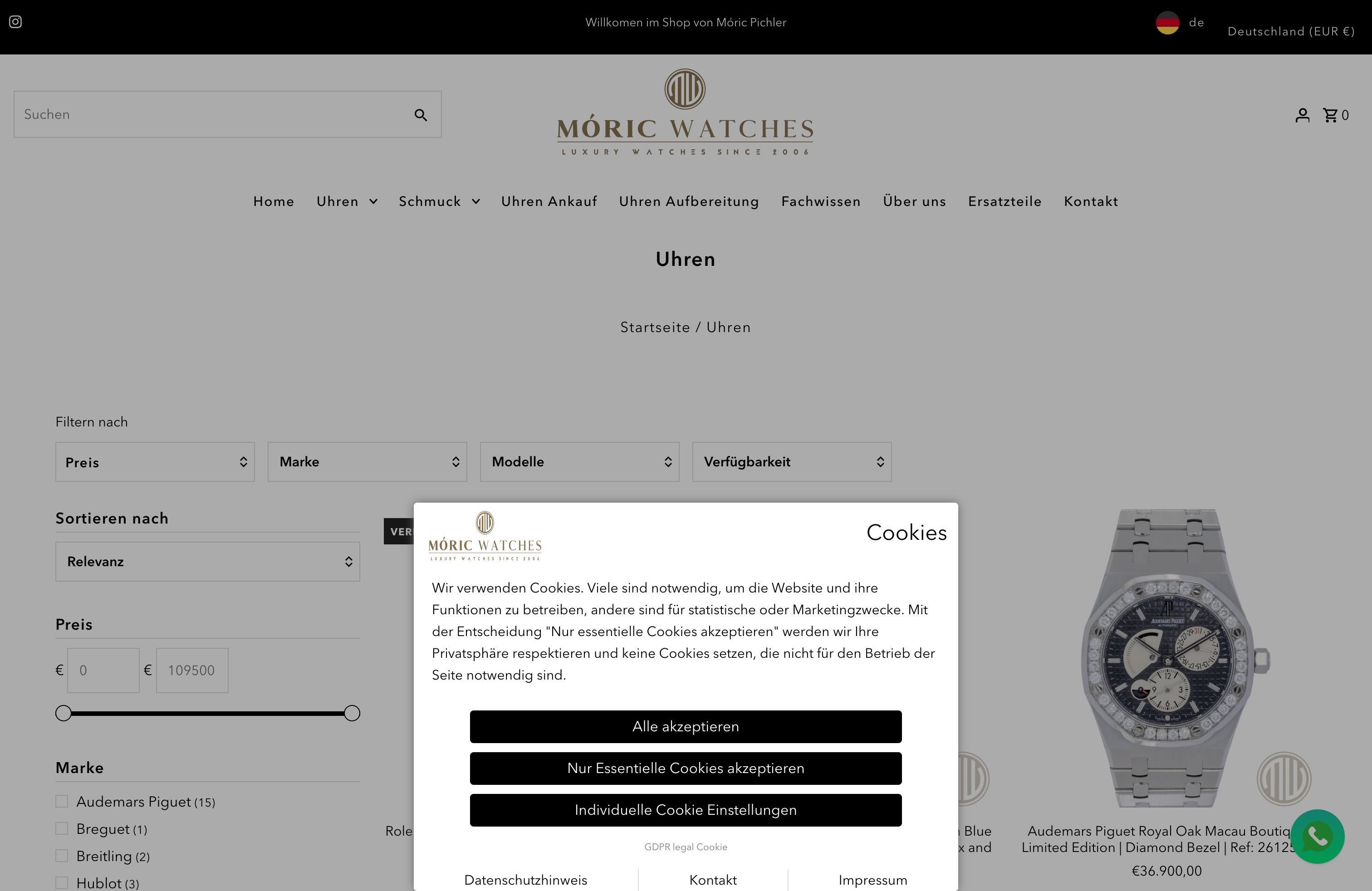 Moric watches screenshot