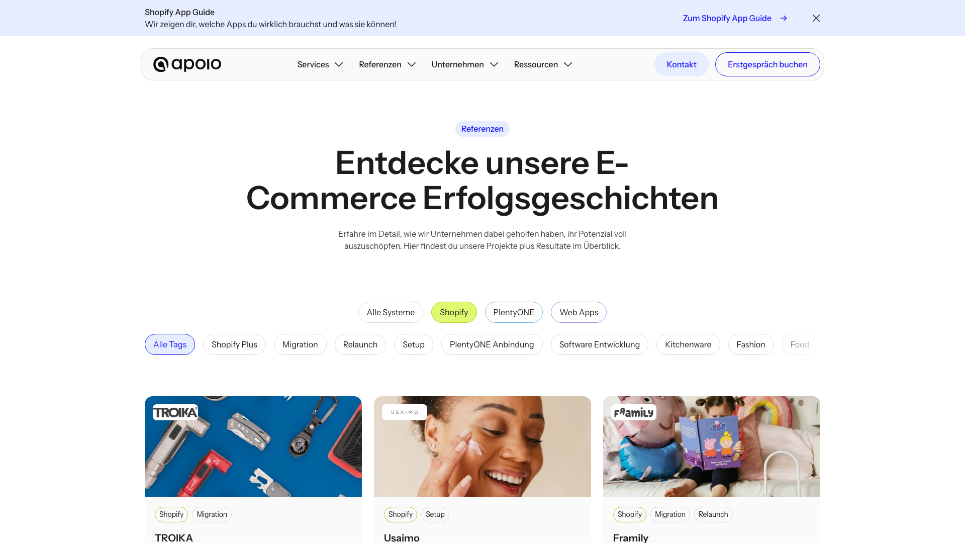 Check our Shopify case studies & portfolio screenshot