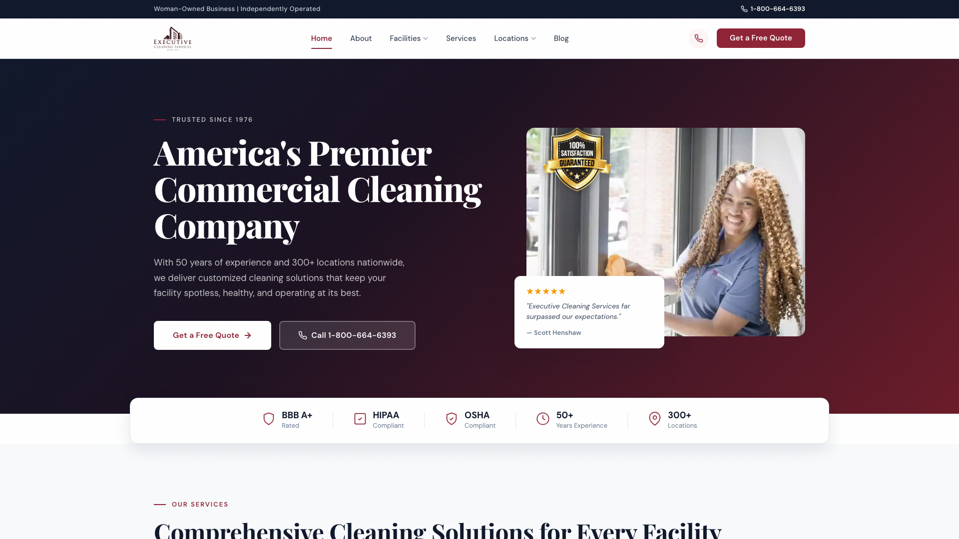 Executive Cleaning Services saw their targeted keywords ranked in the