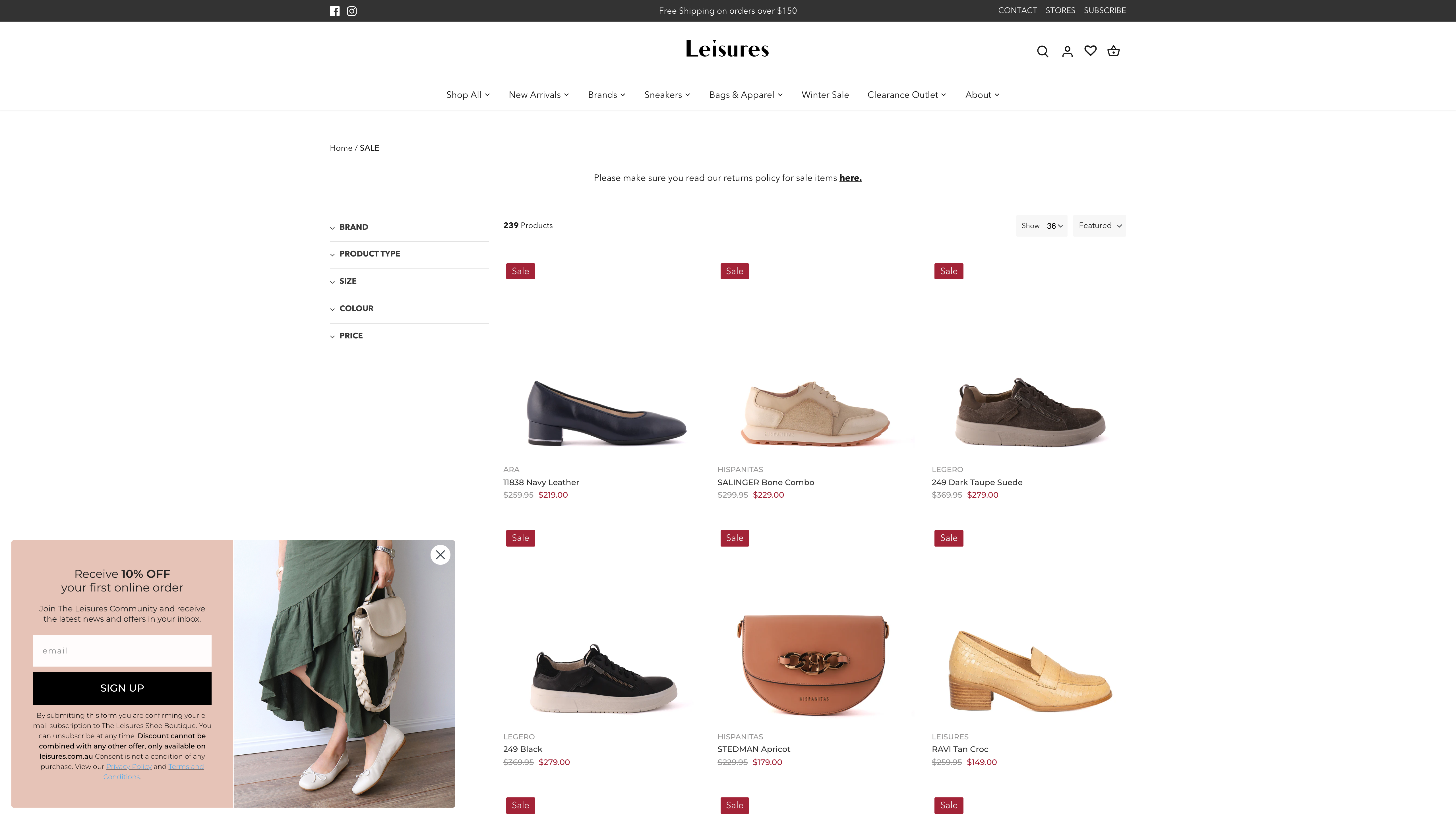 Leisures | A large collection website for shoes and sneakers screenshot