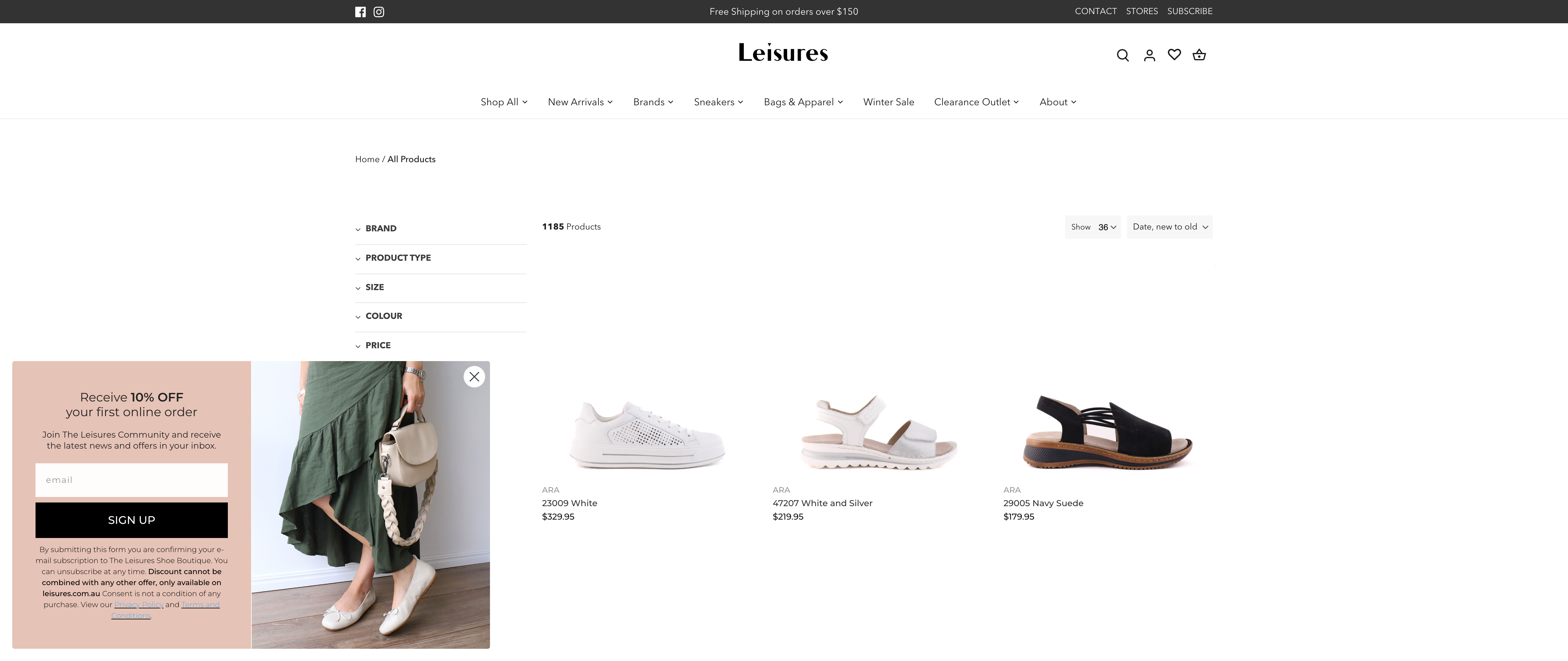 Leisures | A large collection website for shoes and sneakers screenshot 2
