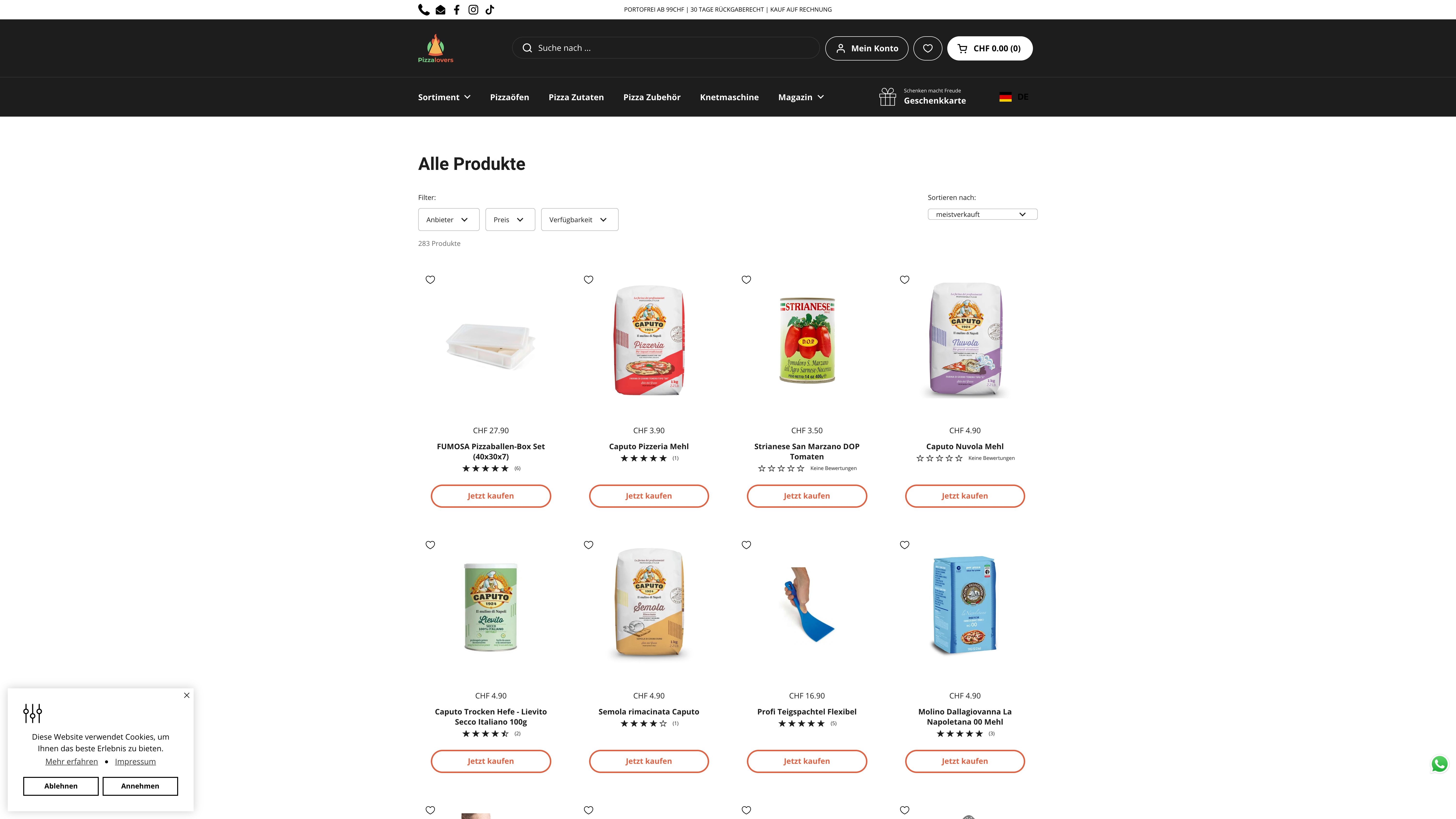 Pizzalovers.ch screenshot 2