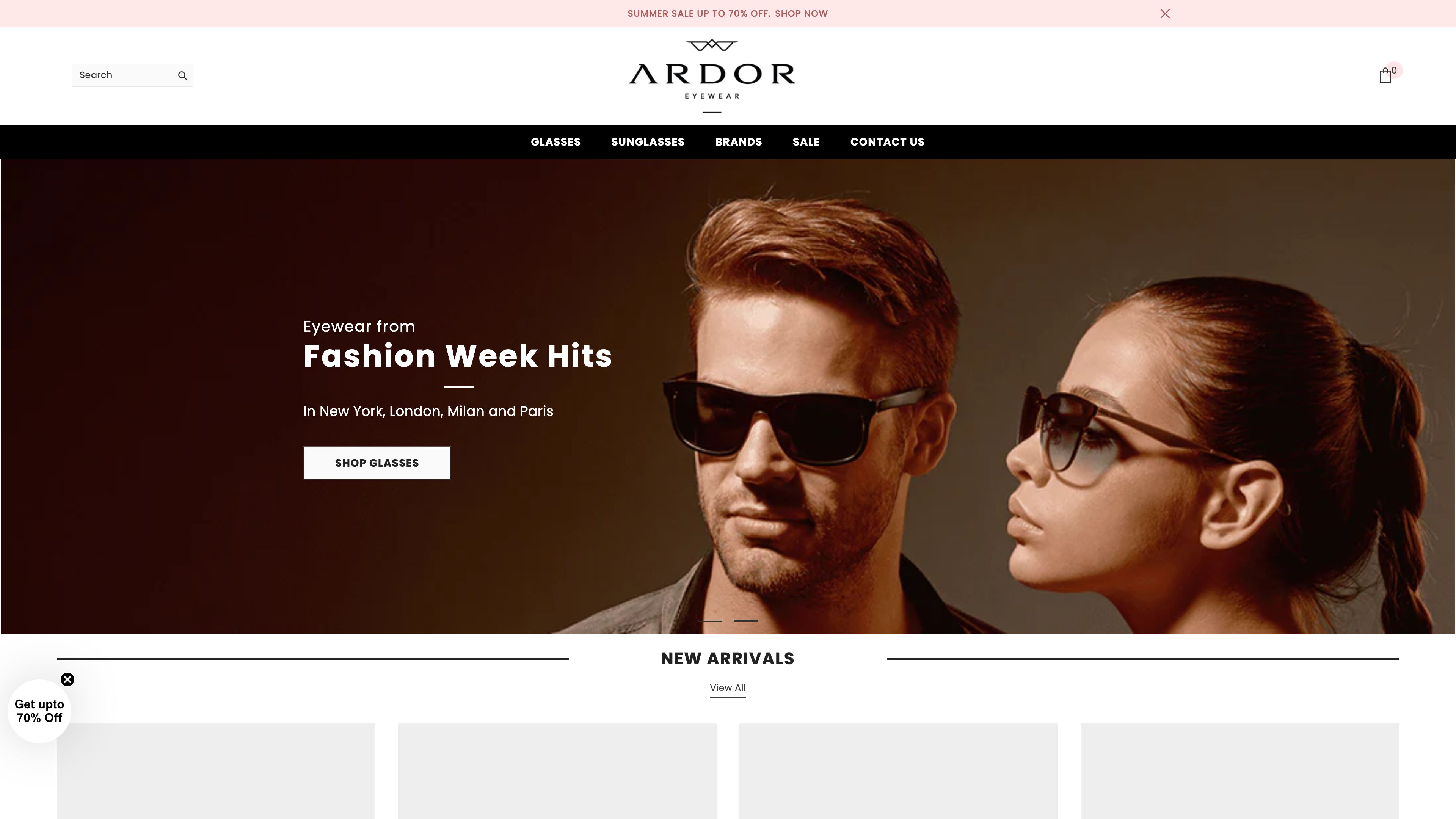Ardor Eyewear: Shopify Store Design for Online Eyewear Company screenshot 3