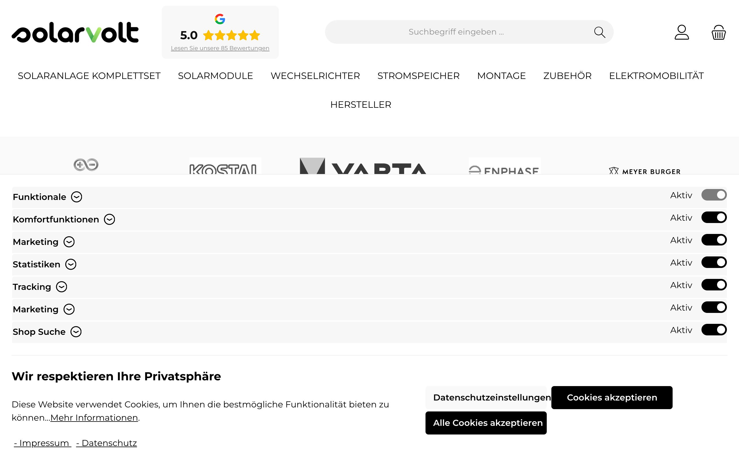 Shopify Redesign & Konzeption Solar Volt screenshot
