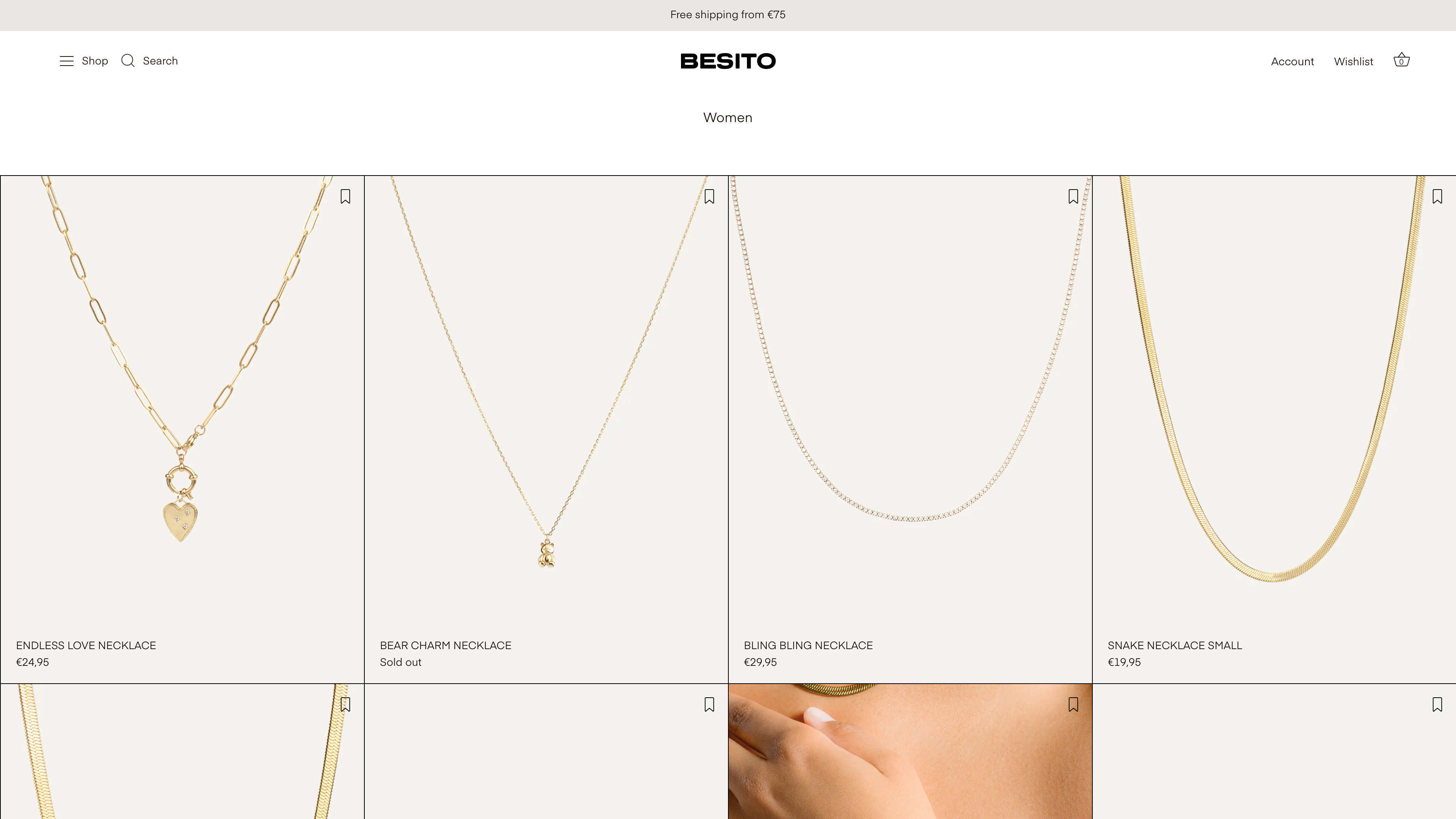 Shopify webshop Besito Jewels screenshot 2