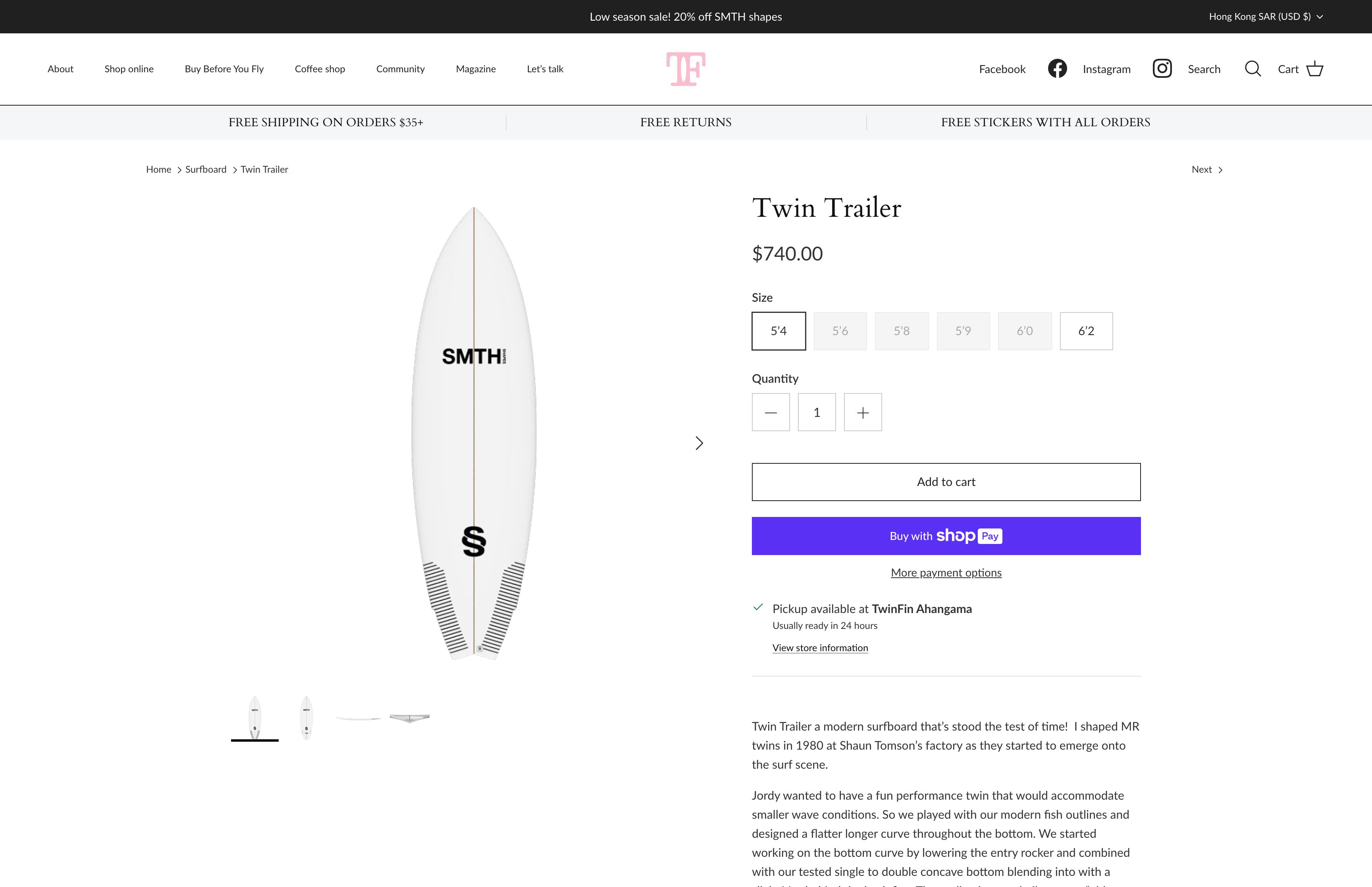 TwinFin Surf | Surfboard and Accessories Ecommerce Website screenshot 4