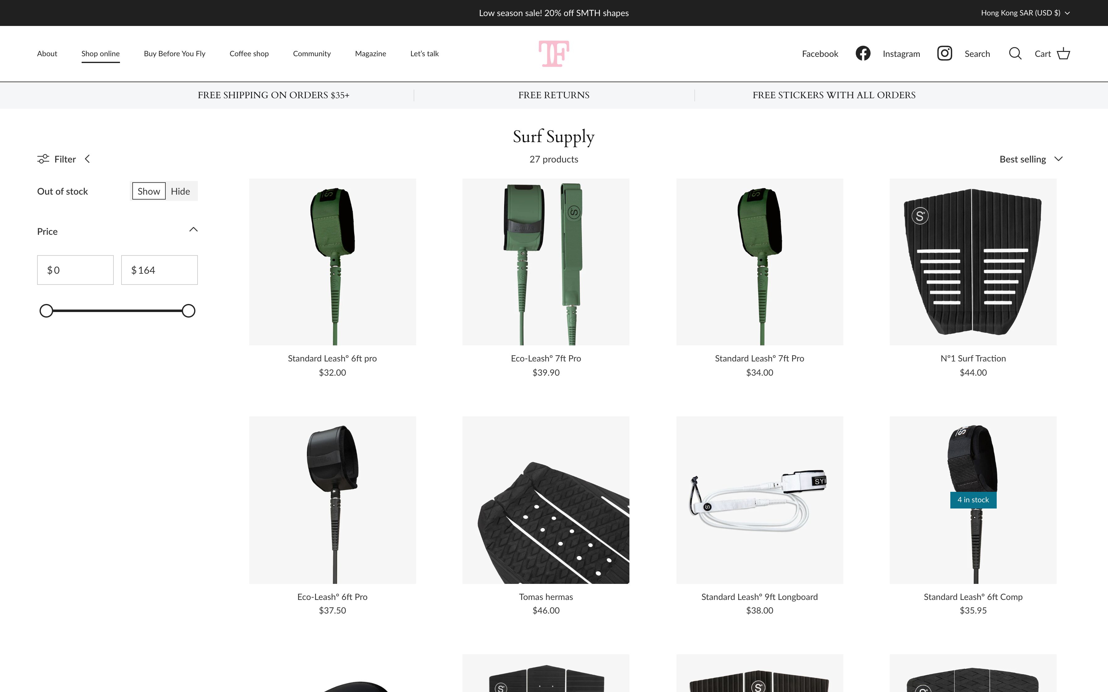 TwinFin Surf | Surfboard and Accessories Ecommerce Website screenshot 3