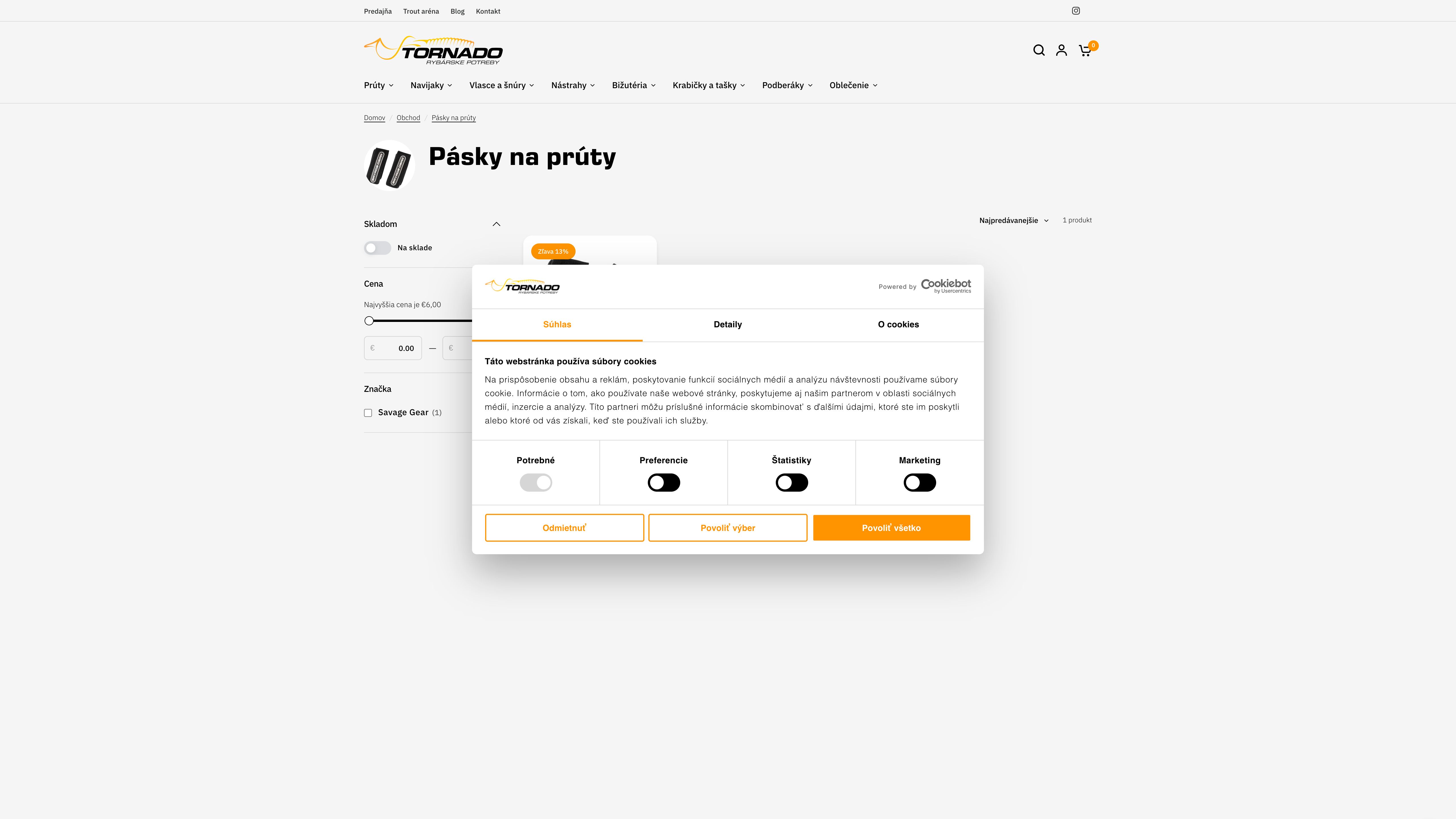 Comprehensive Online Store Development for Rybárske potreby Tornádo