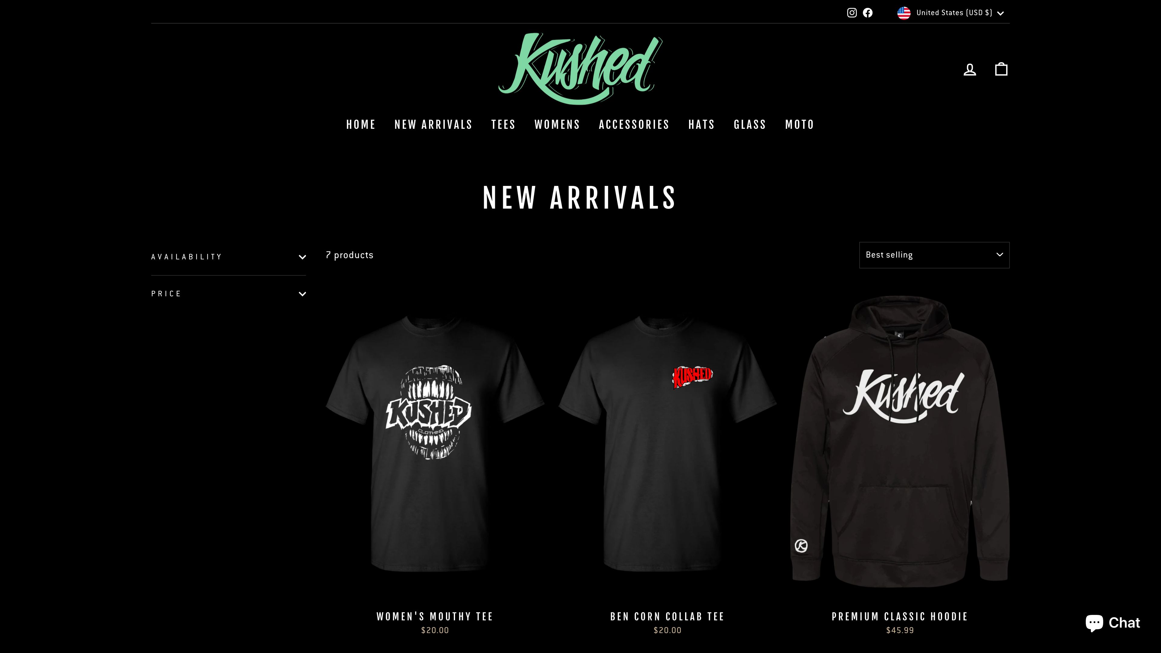 Kushed Clothing Shopify Website screenshot 2