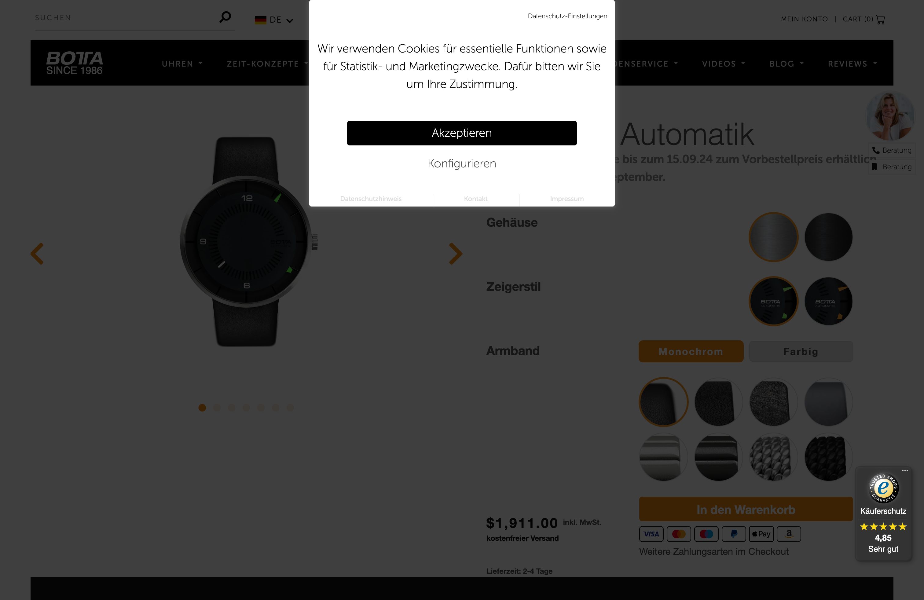 Migration zu Shopify & High-End Custom Design für botta-design.de screenshot 4