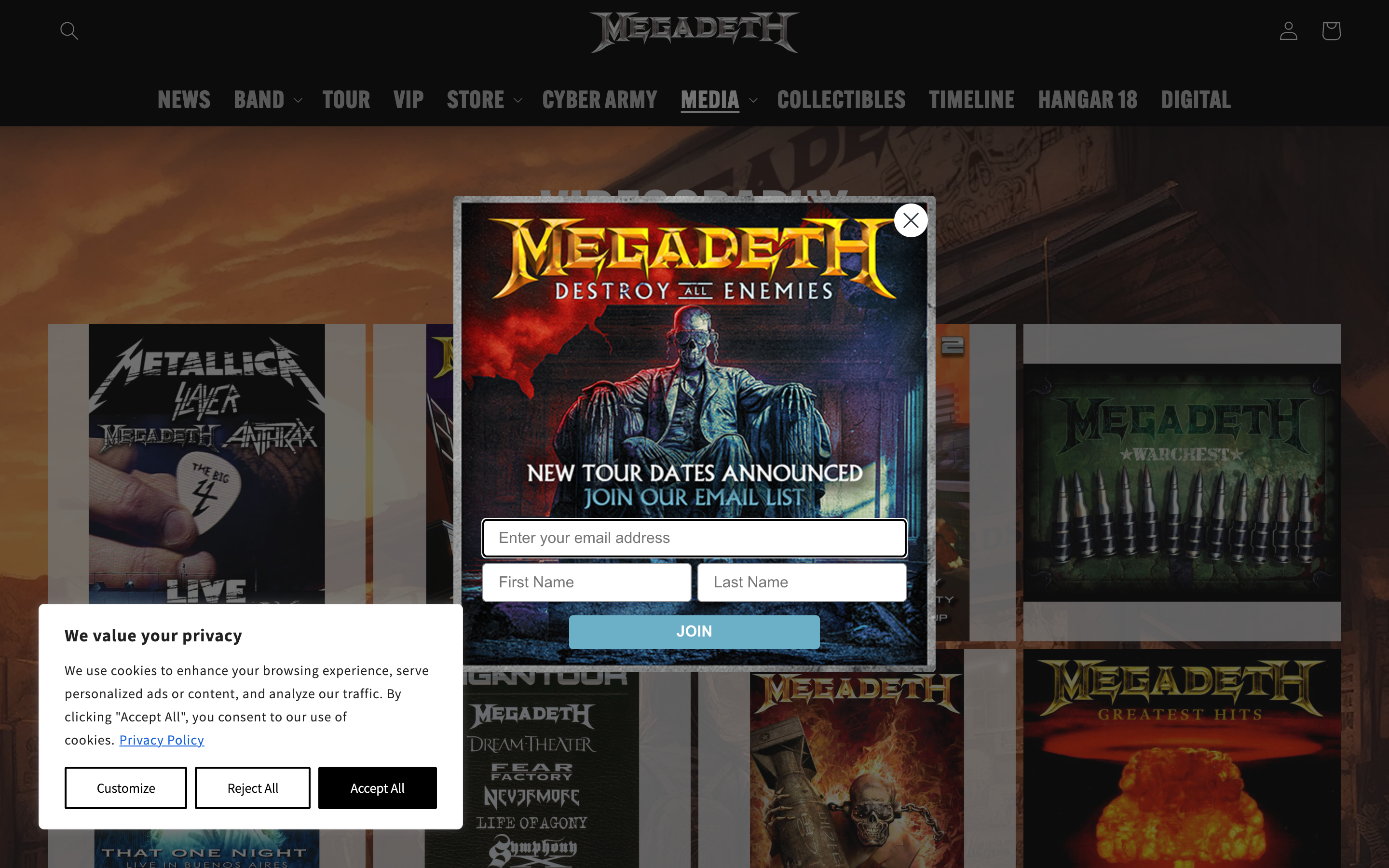 Megadeth - Shopify Plus, Web Design, Fan Club & VIP Solutions screenshot 3