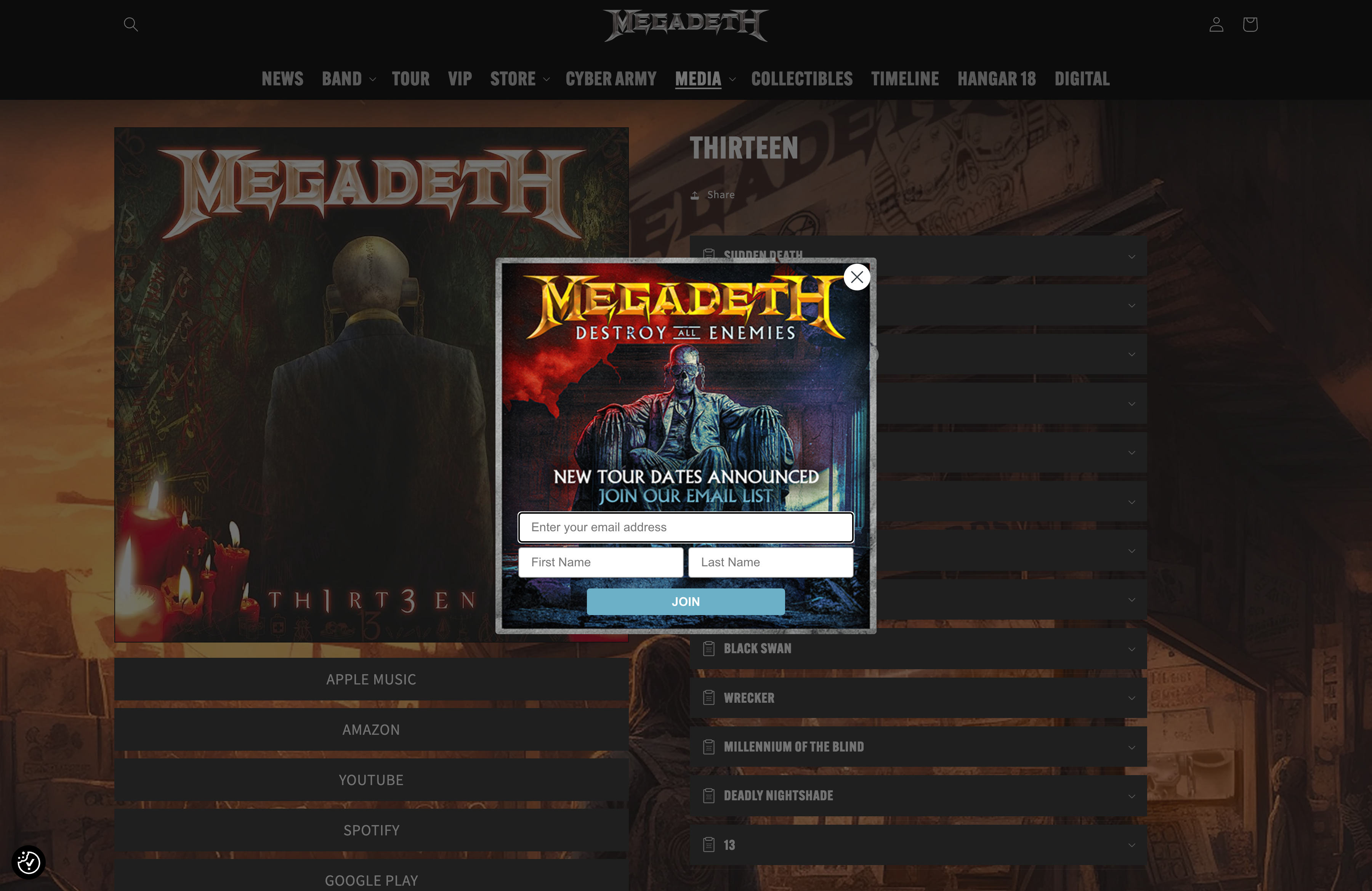 Megadeth - Shopify Plus, Web Design, Fan Club & VIP Solutions screenshot 4
