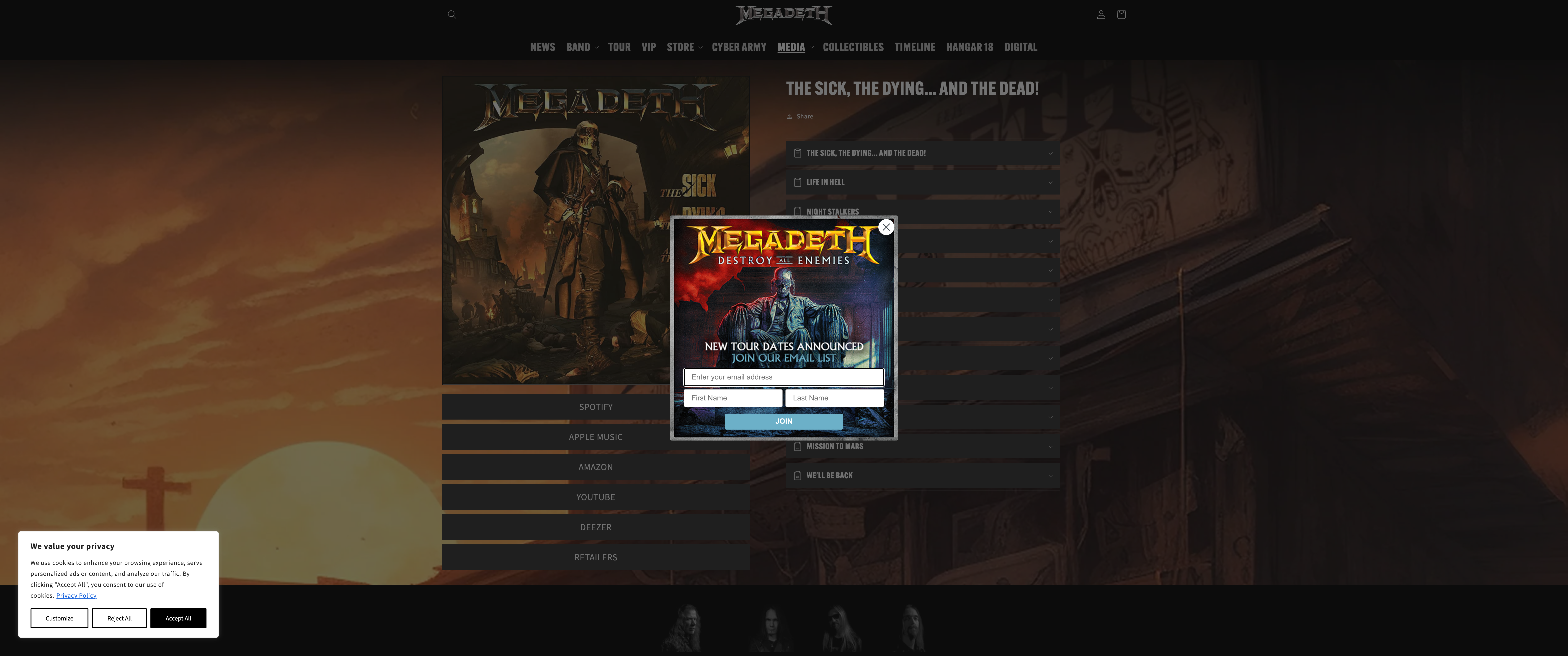 Megadeth - Shopify Plus, Web Design, Fan Club & VIP Solutions screenshot 6