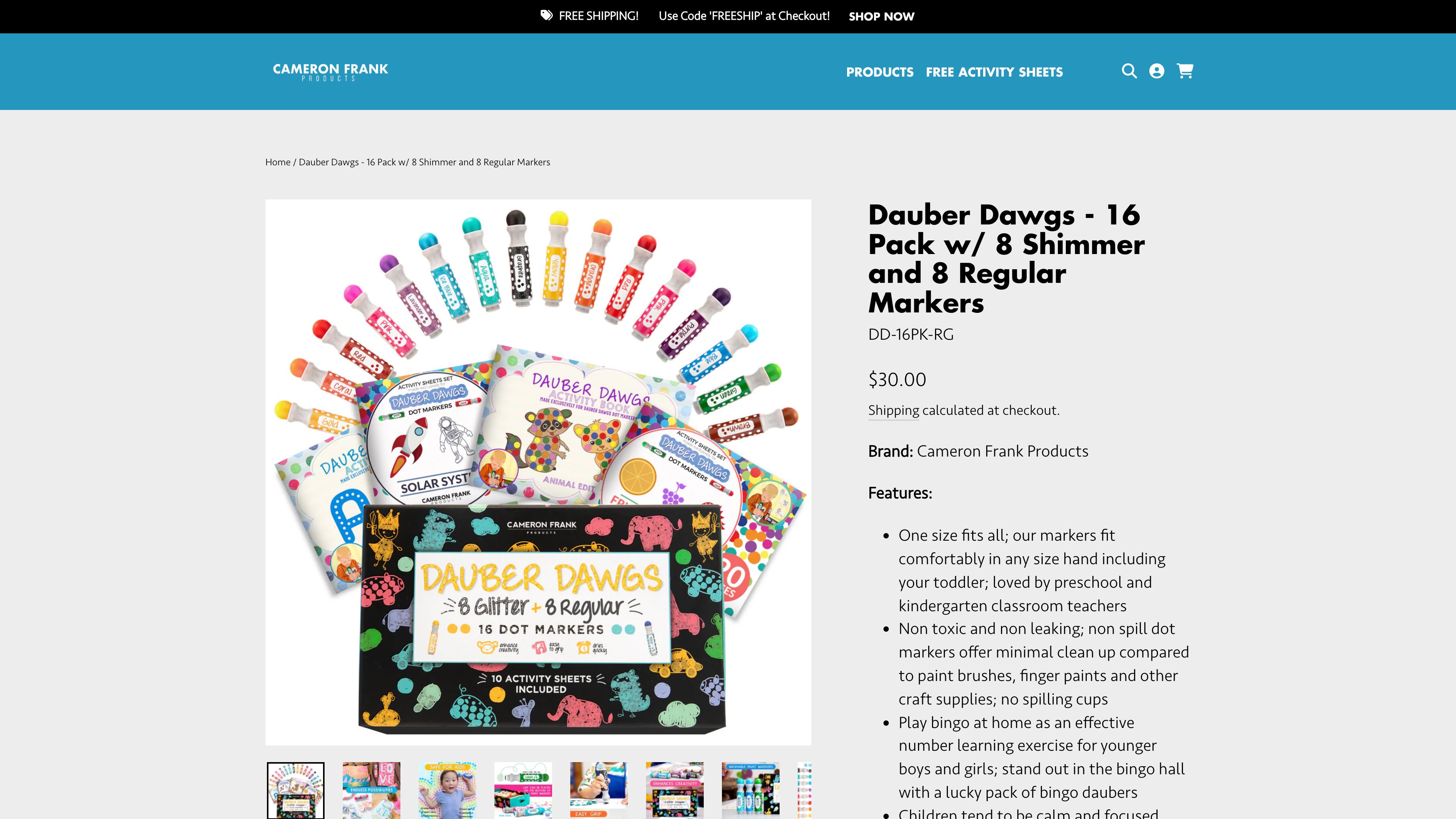 Cameron Frank products - Website design screenshot 3