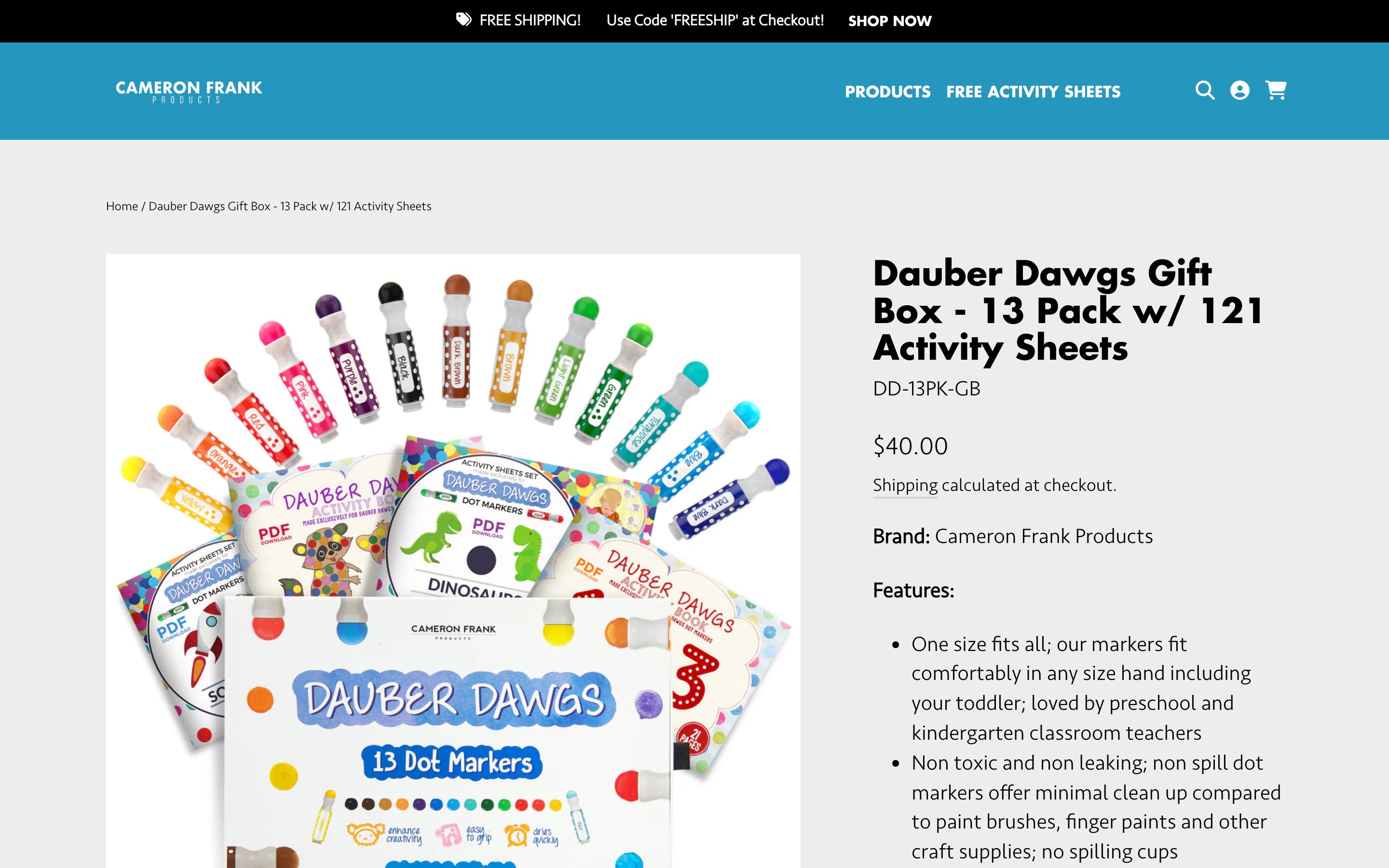 Cameron Frank products - Website design screenshot 5