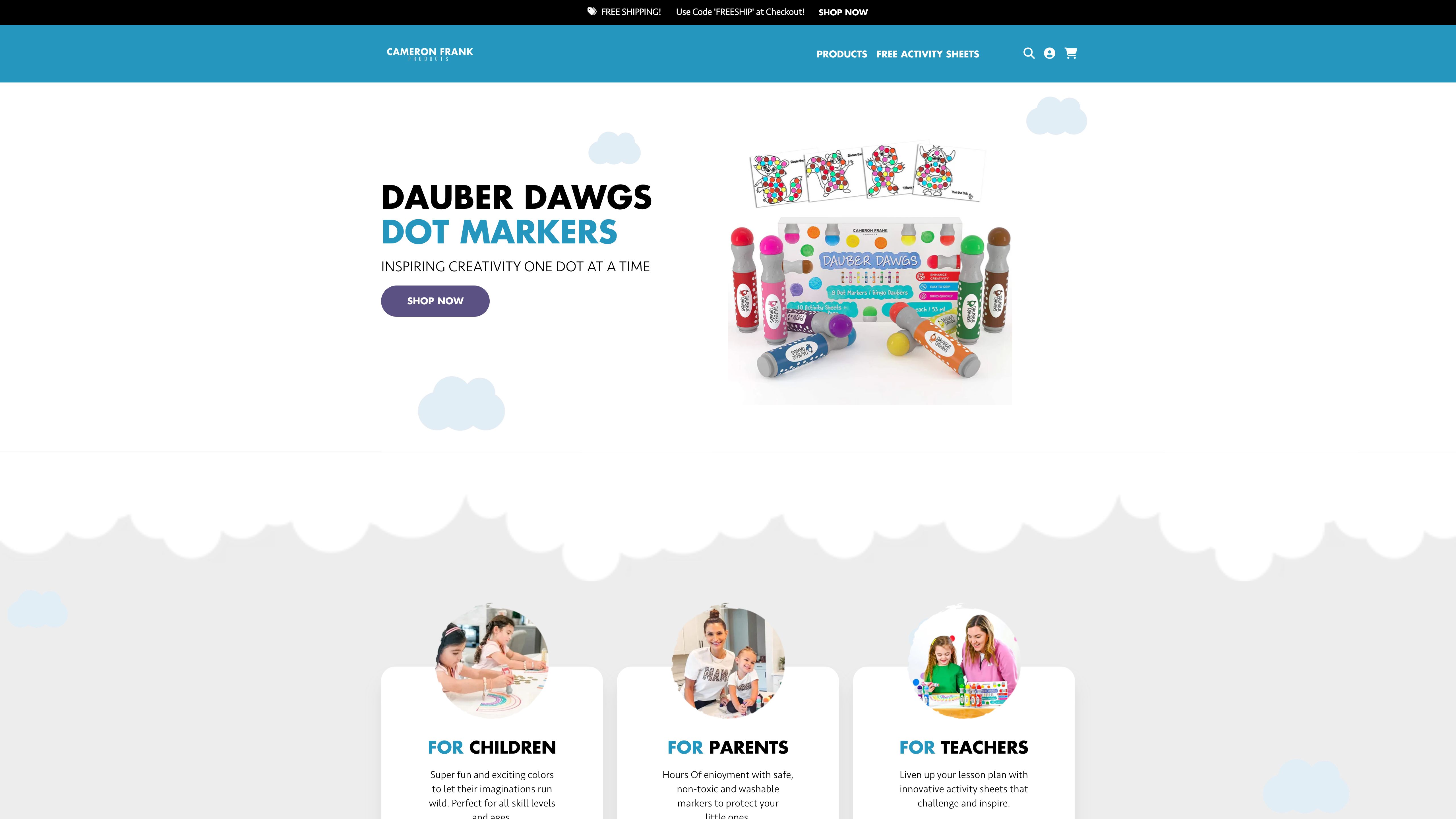 Cameron Frank products - Website design screenshot 6