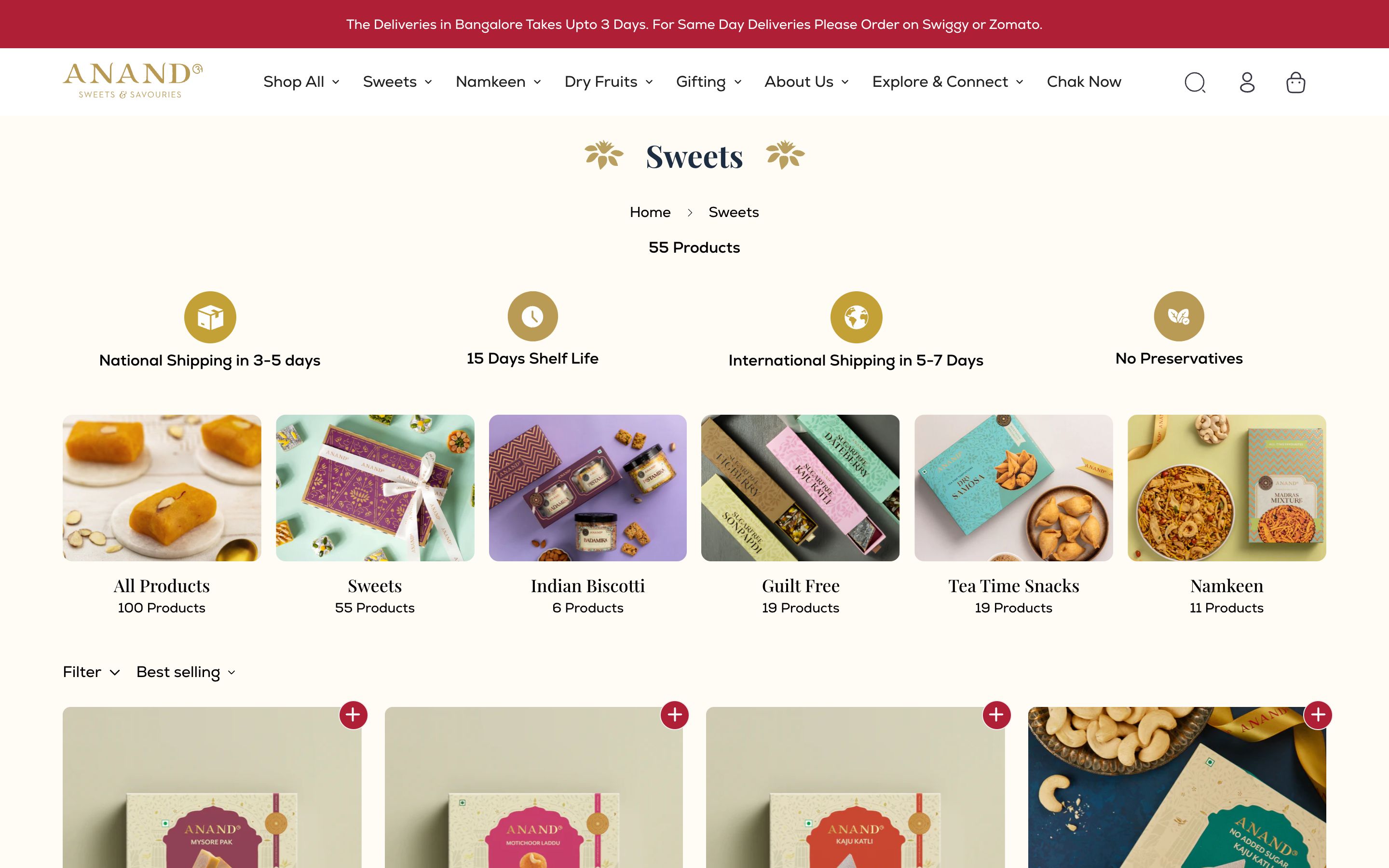 Anand Sweets - Baanglore's Unique Sweets Brand screenshot 2