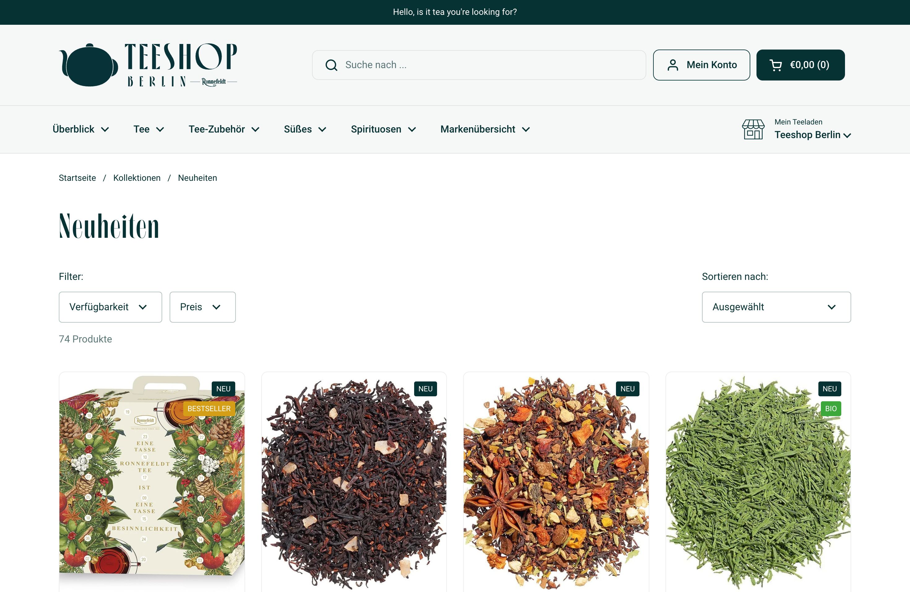 Migration von ePages & Individualisierung Shopify – teeshop-berlin.de screenshot 2