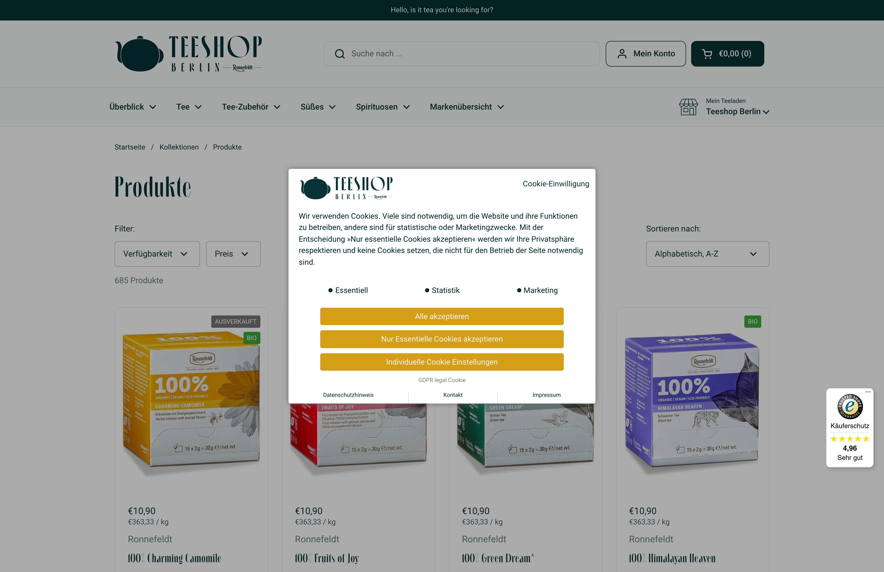 Migration von ePages & Individualisierung Shopify – teeshop-berlin.de screenshot 3