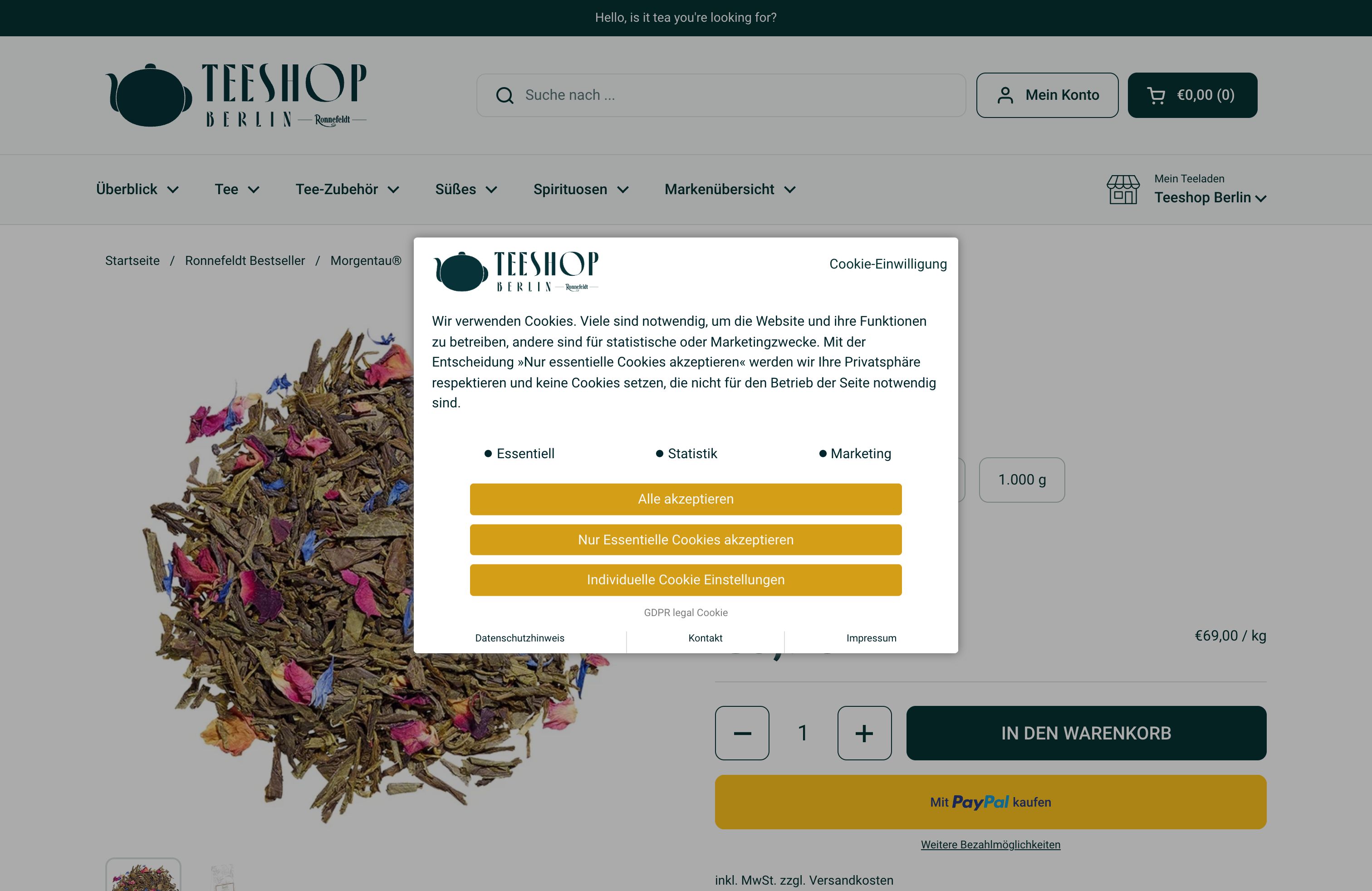 Migration von ePages & Individualisierung Shopify – teeshop-berlin.de screenshot 5