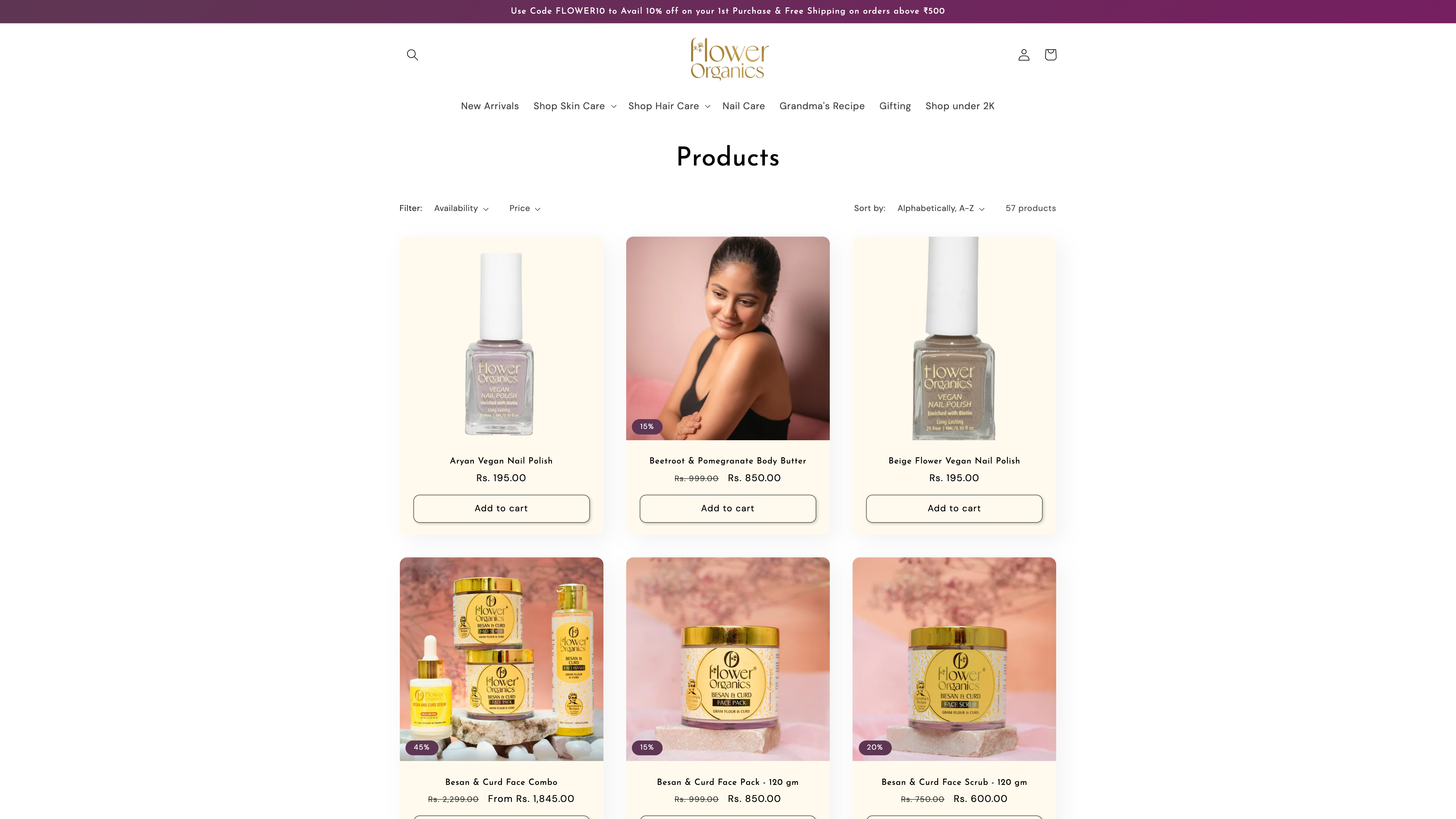 Flowerorganics - Skin Care Product E-commerce Website screenshot