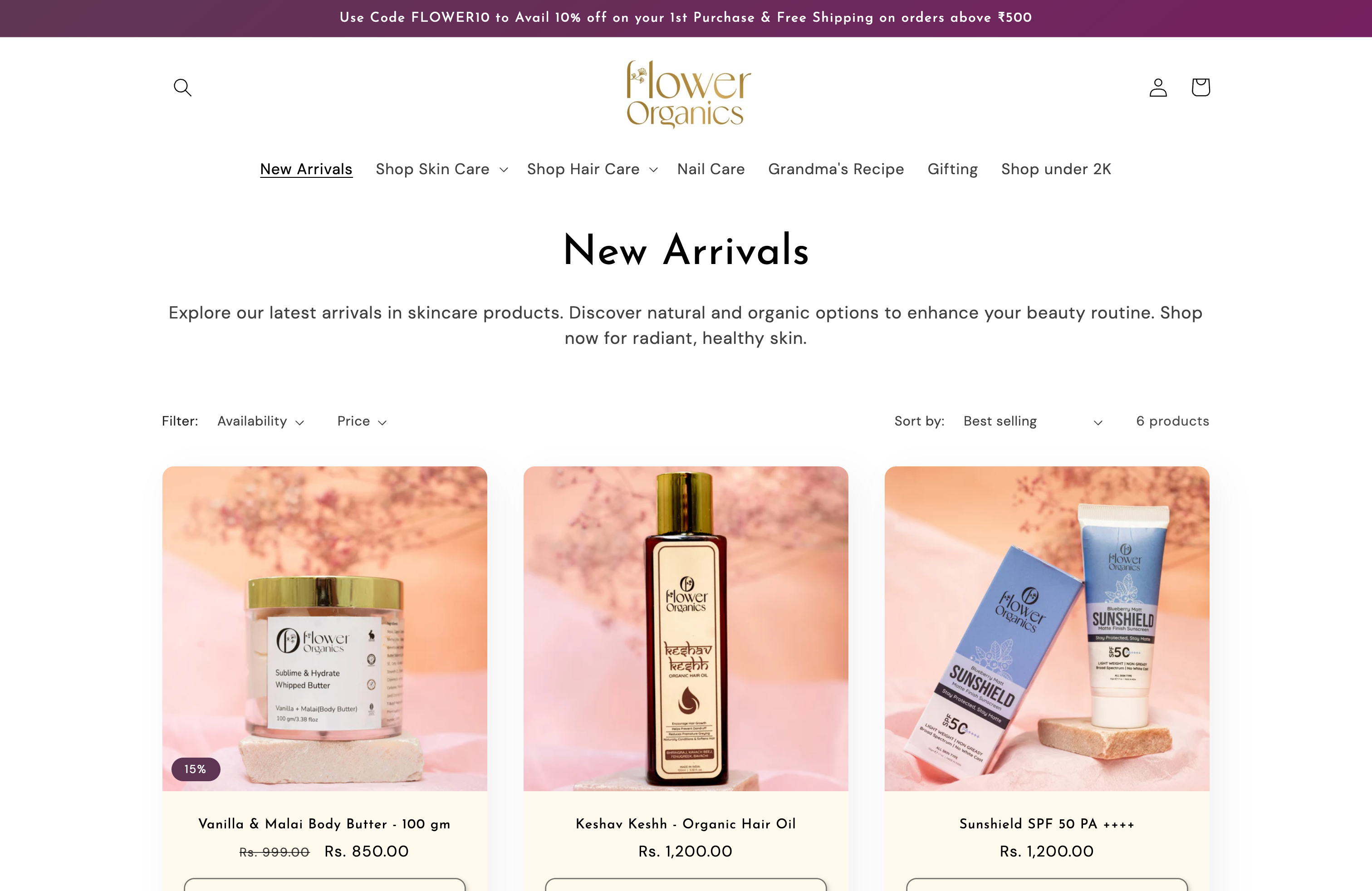 Flowerorganics - Skin Care Product E-commerce Website screenshot 2