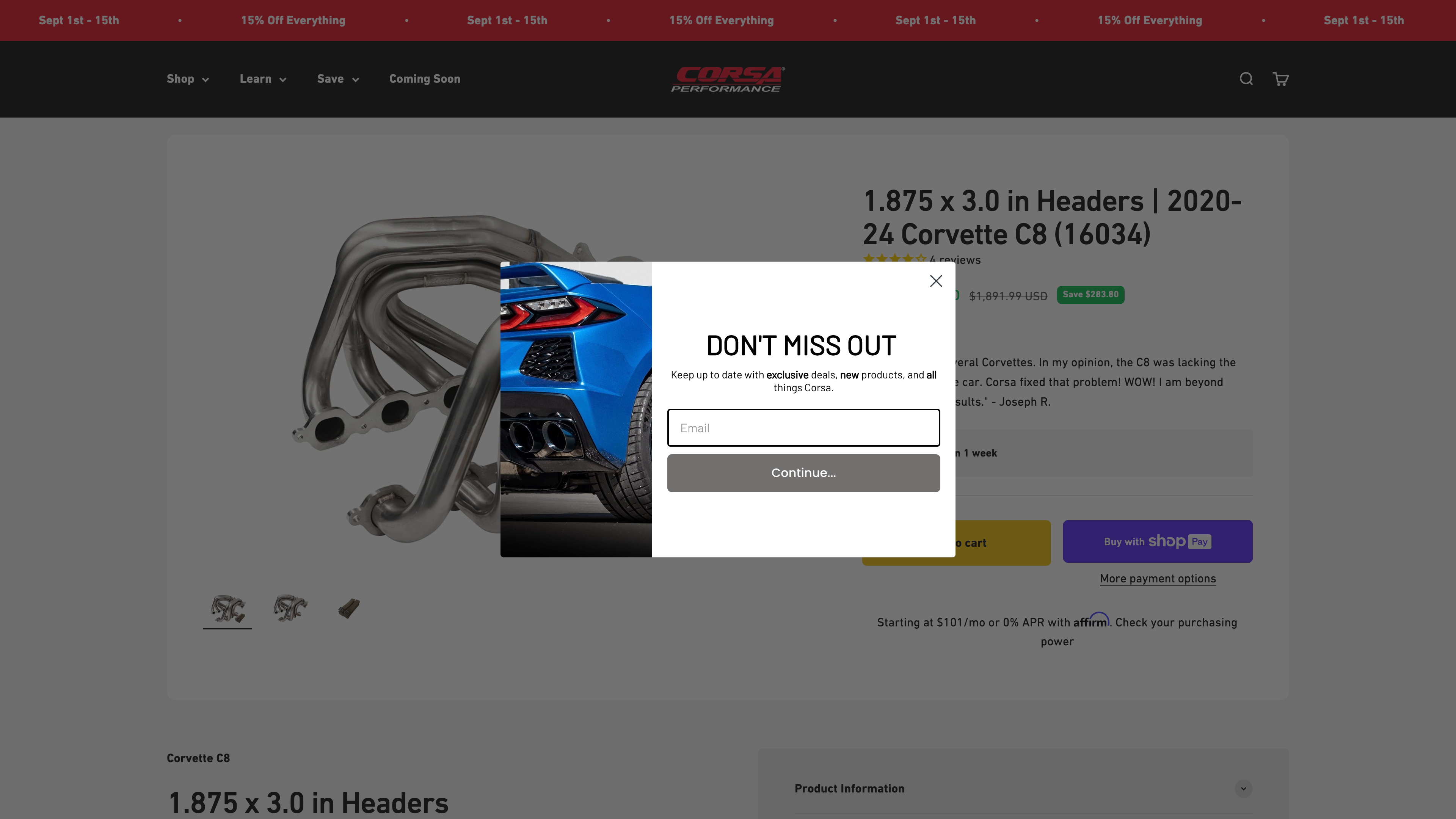 CORSA: Premium Aftermarket Exhausts Now With Matching Website screenshot 3