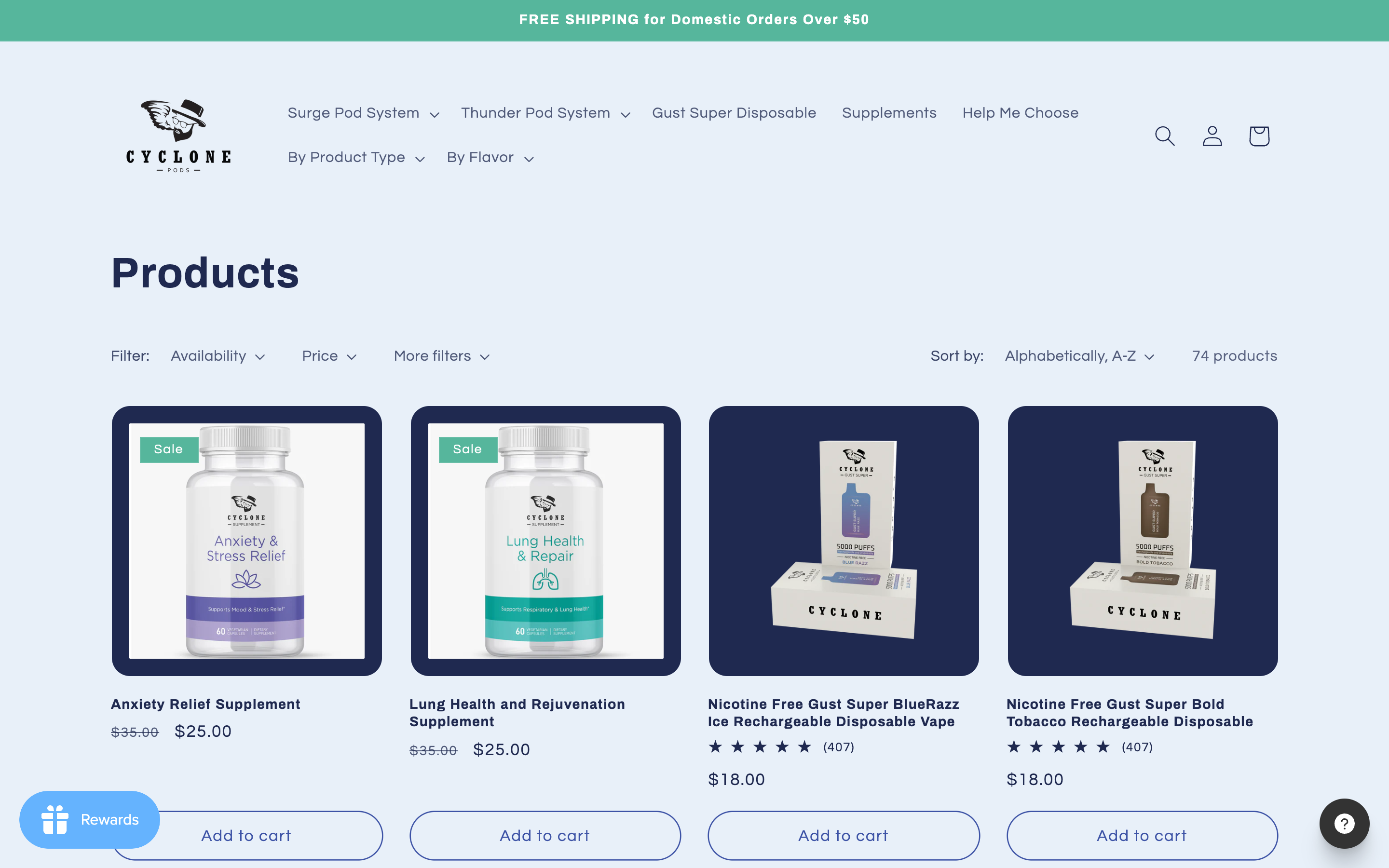 Cyclone Pods - Shopify Custom Design & Search Engine Optimization screenshot