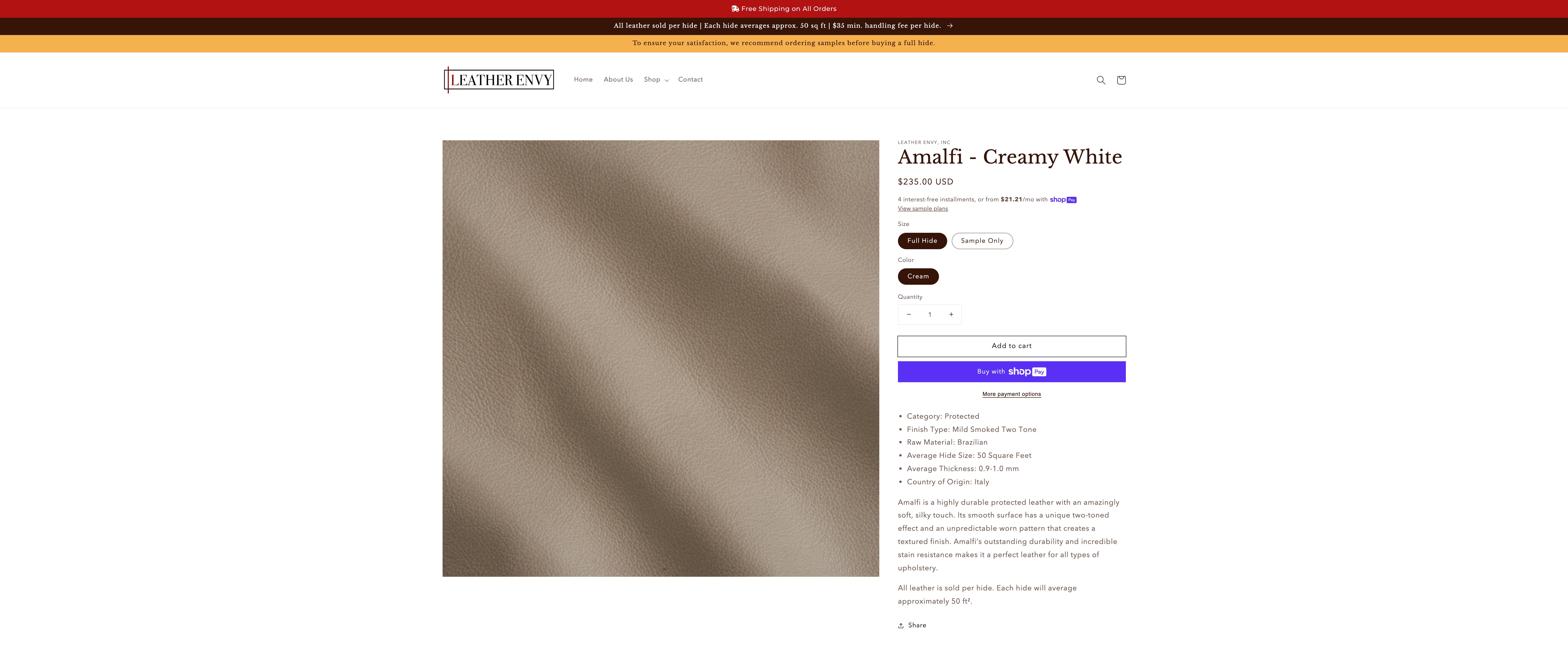 Leather Envy website development screenshot 4