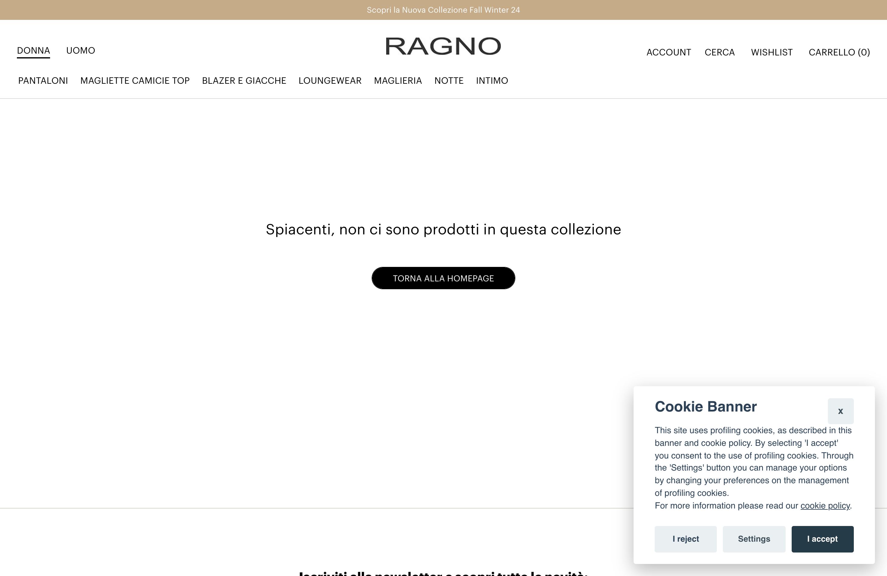 RAGNO - Italian clothing and underwear brand since 1879 screenshot