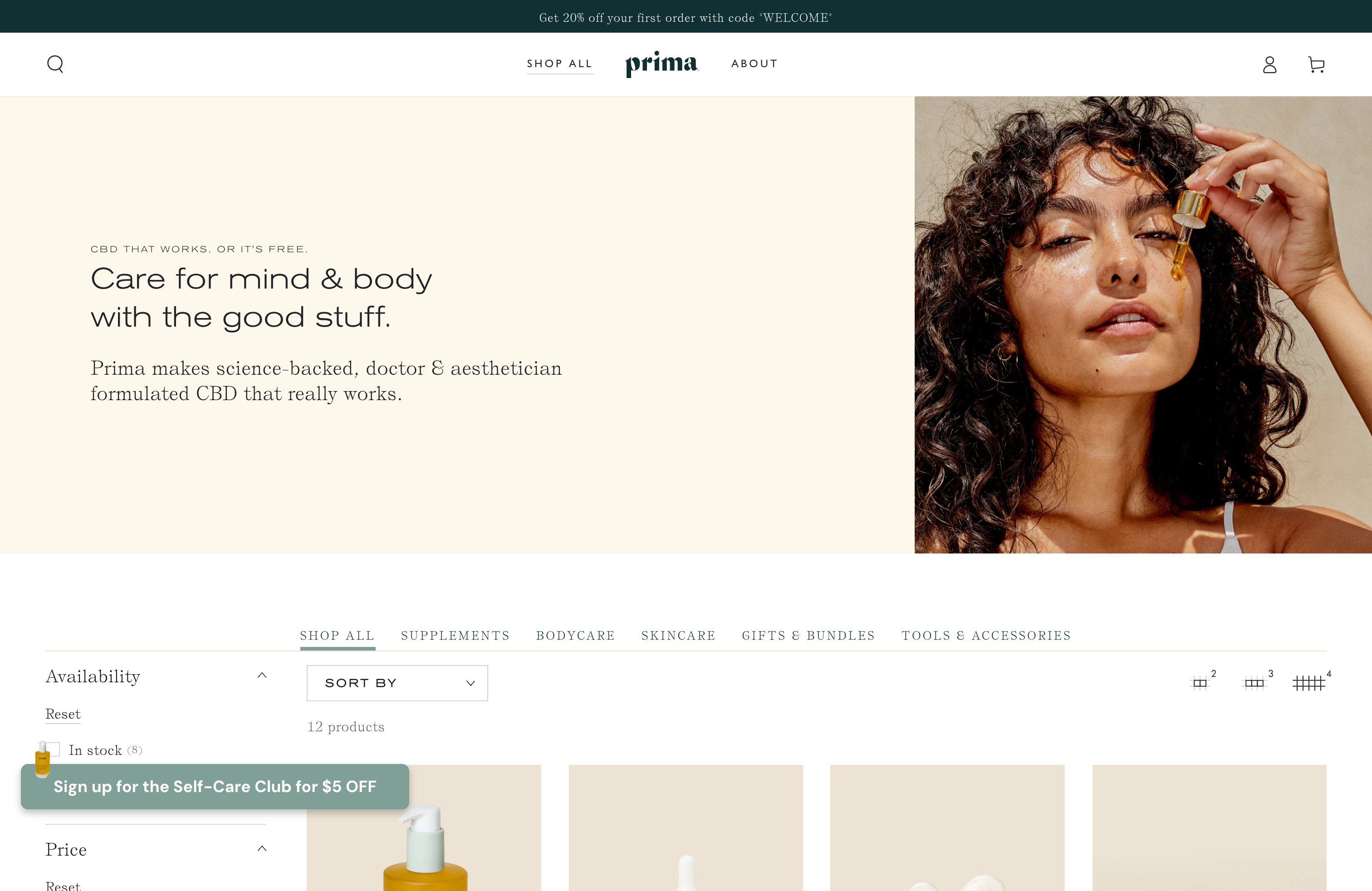 Prima Top US skincare brand redesigned screenshot