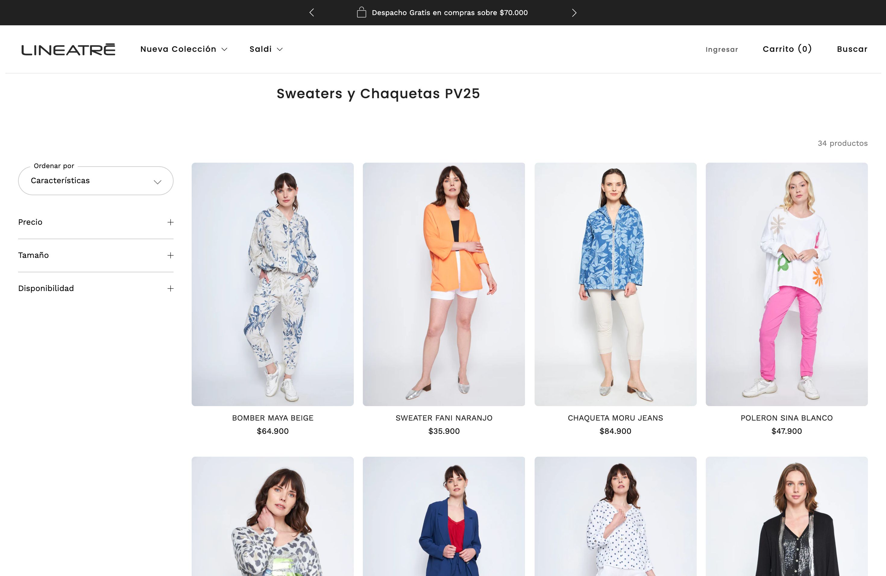 Lineatrē, una marca de moda italiana con 40 años en el mercado. screenshot