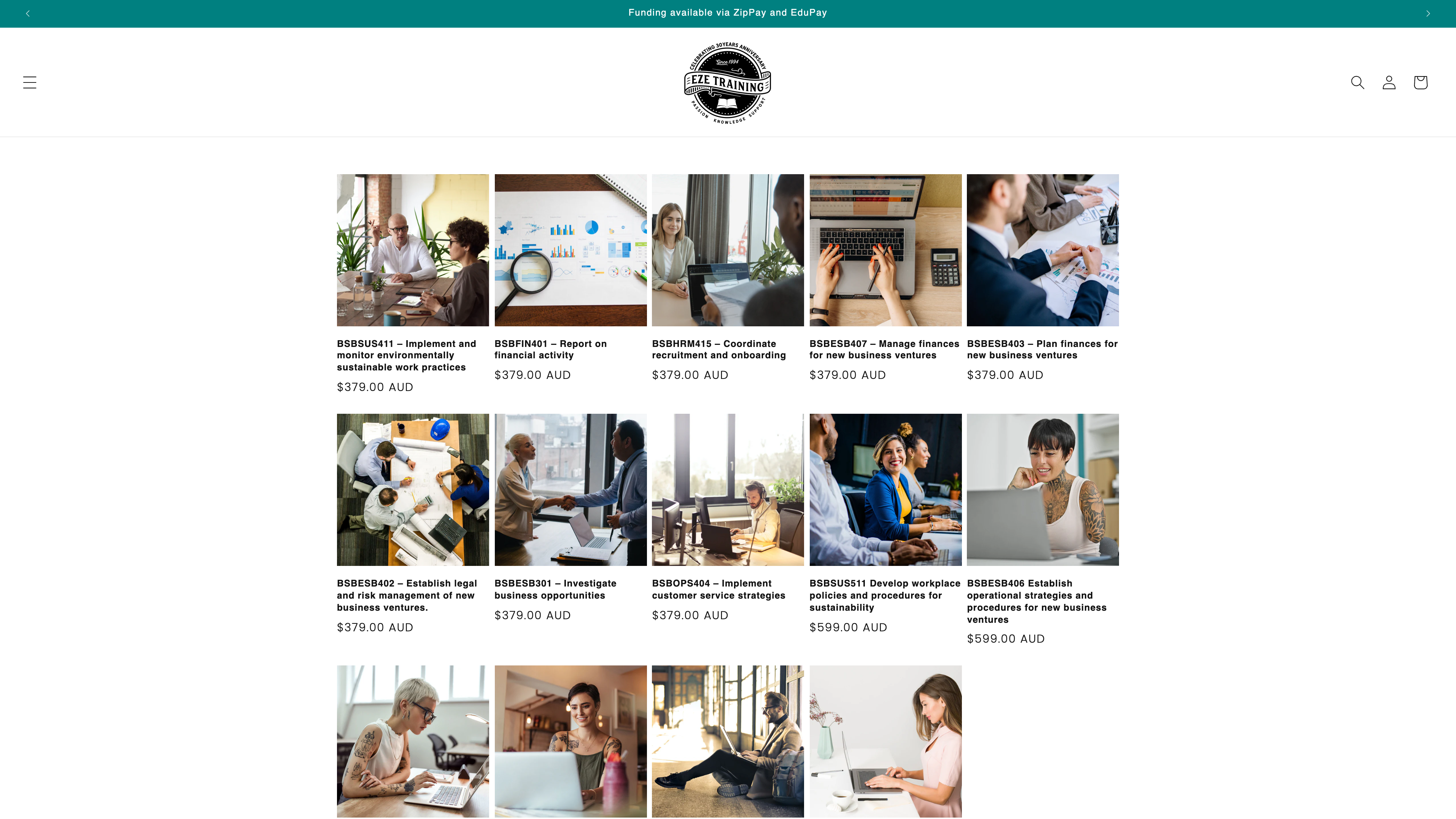 Eze Training, Courses, migration from WordPress screenshot 3