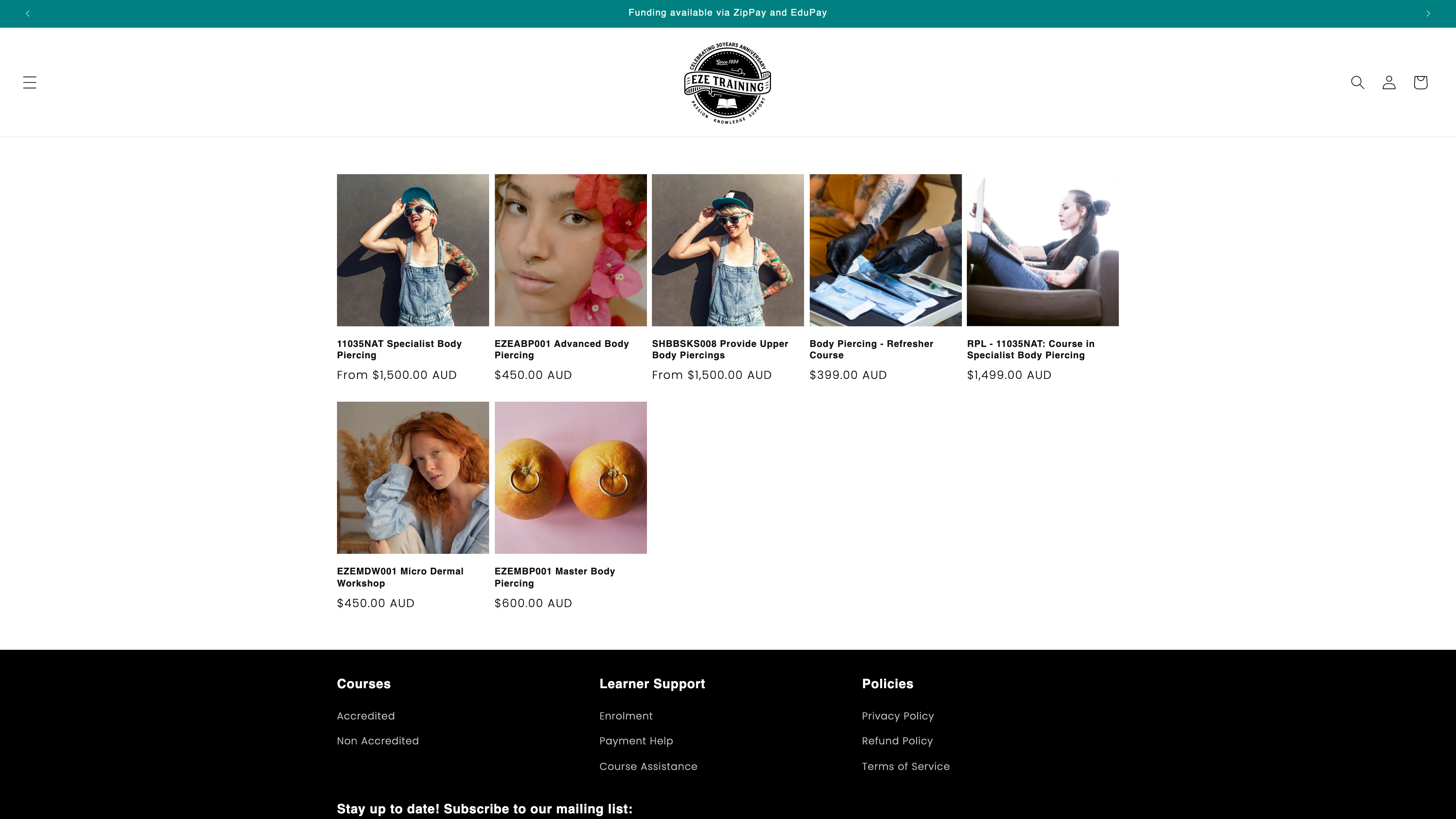 Eze Training, Courses, migration from WordPress screenshot 2