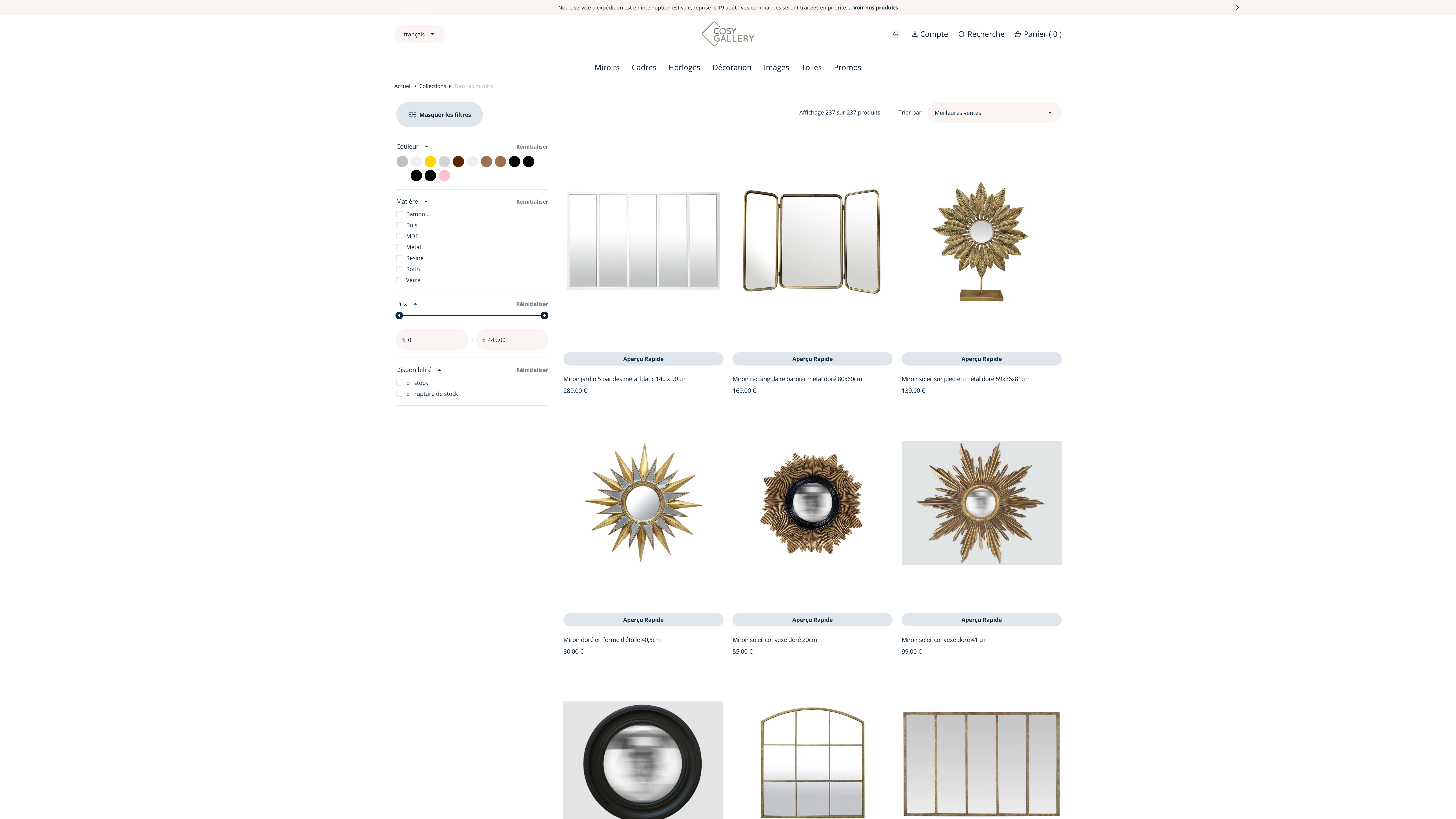 Cosy Gallery - Site e-commerce B2C de décoration screenshot 2