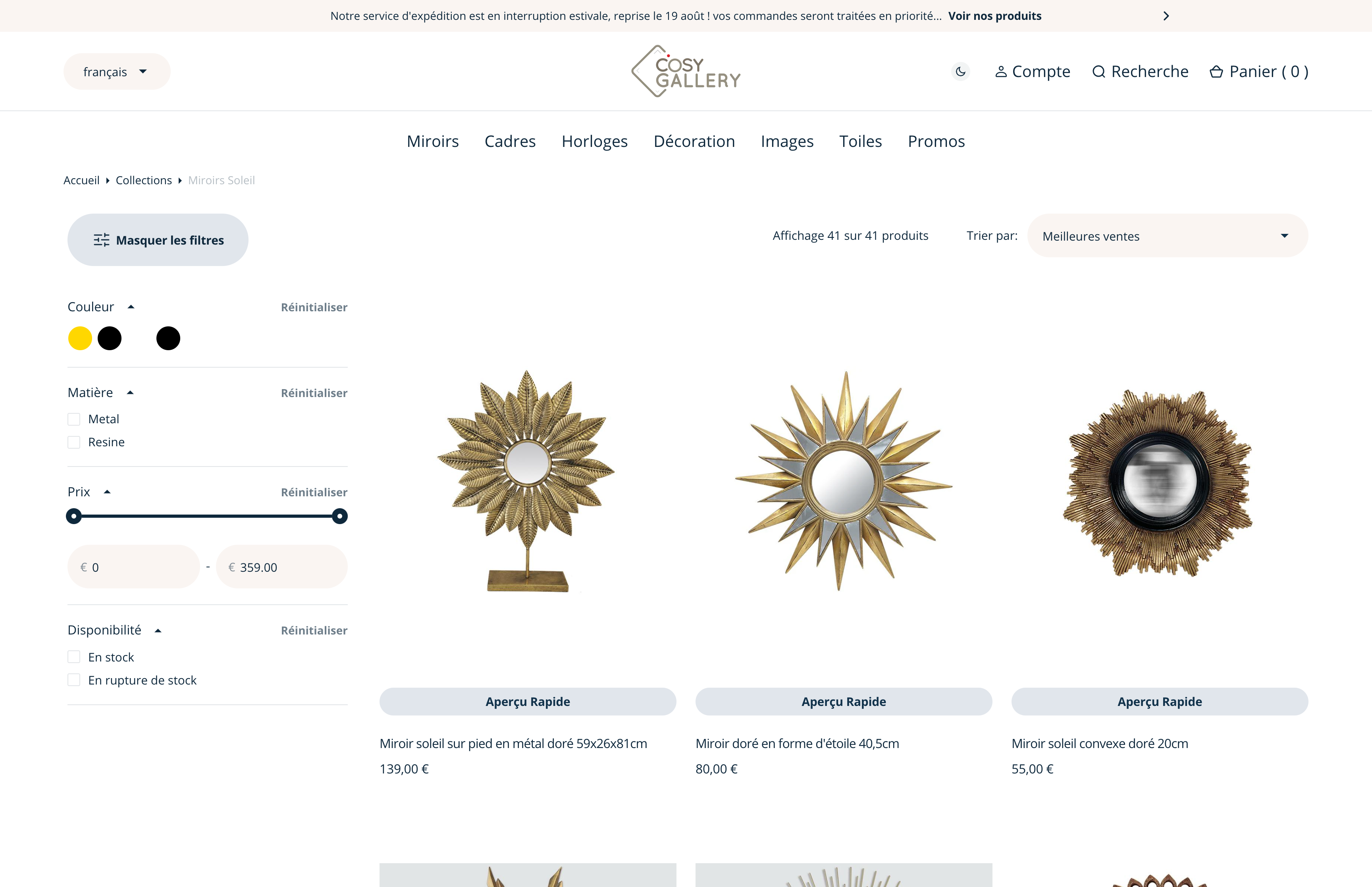 Cosy Gallery - Site e-commerce B2C de décoration screenshot 3