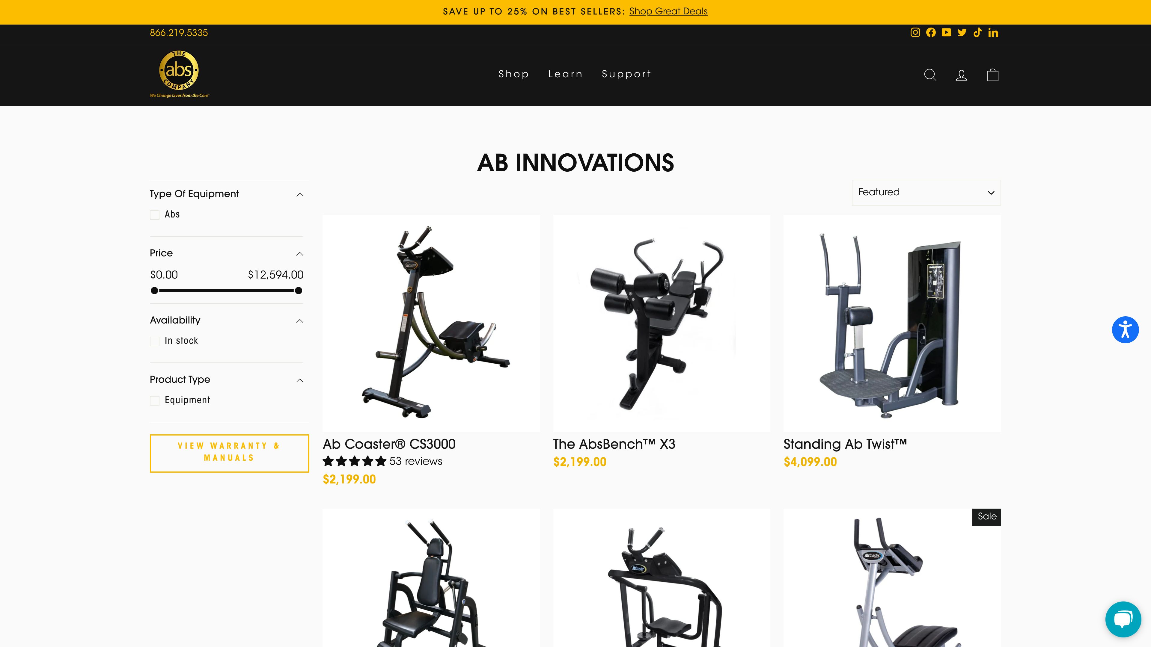 The Abs Company - Global Fitness Product Brand screenshot