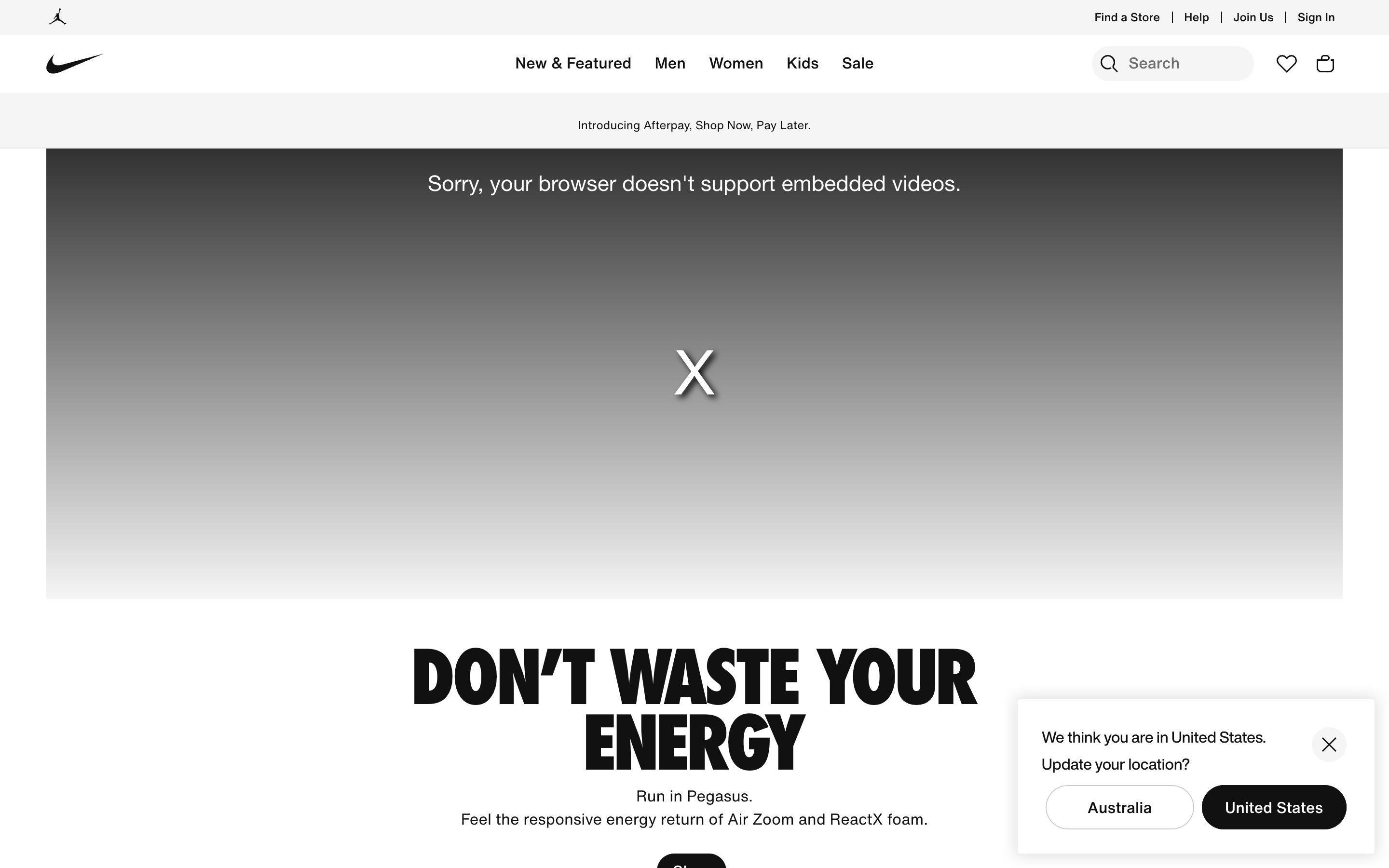 Nike Australia Website Migration screenshot