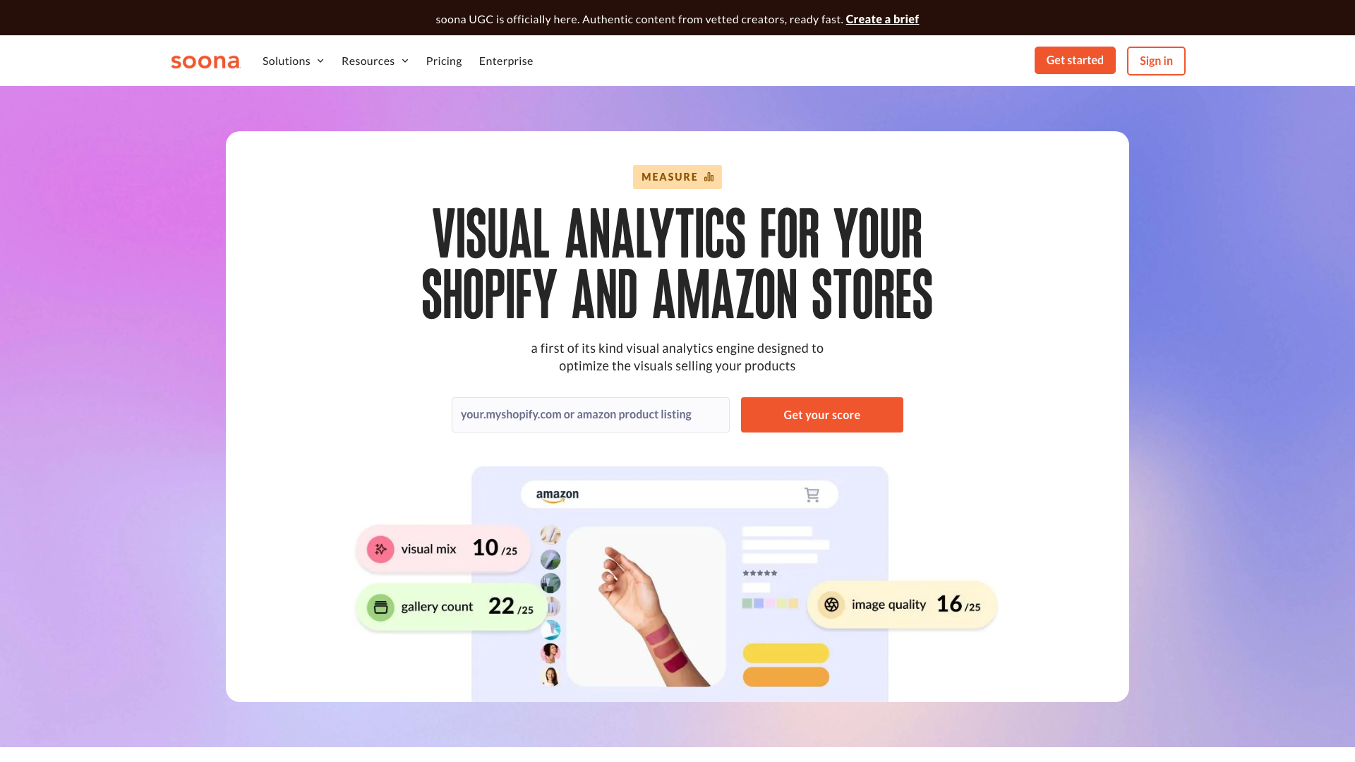 Creative Measurement - the soona score screenshot