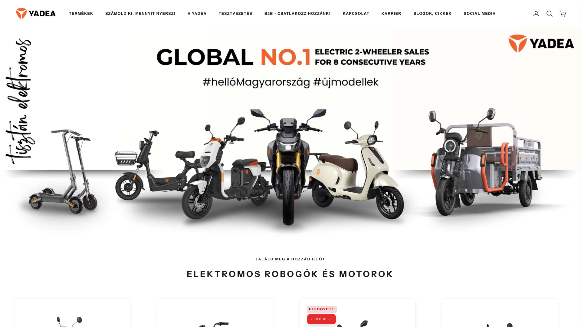 Yadea - elektromos motorok Magyarországon